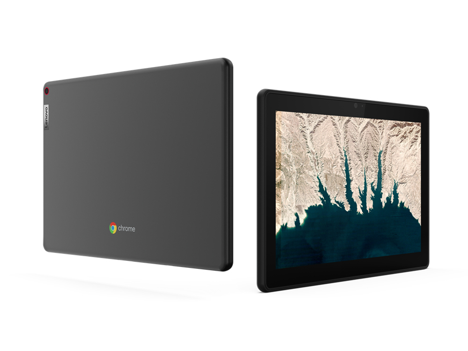 Tablet, due lati, uno con schermo e l'altro liscio.