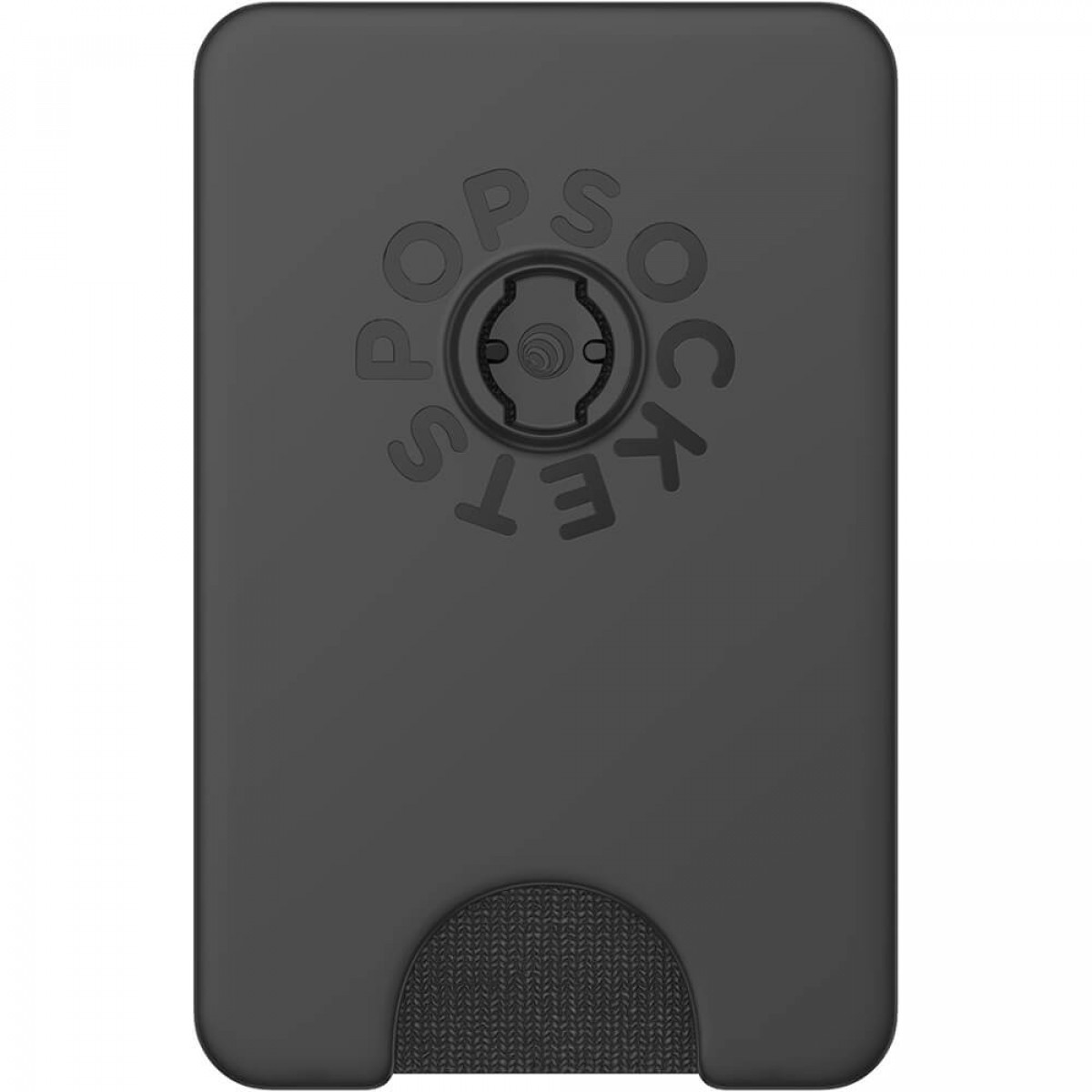 Ein schwarzer Telefonkartenhalter mit einem Riemen und dem Wort 'POPSOCKETS'.