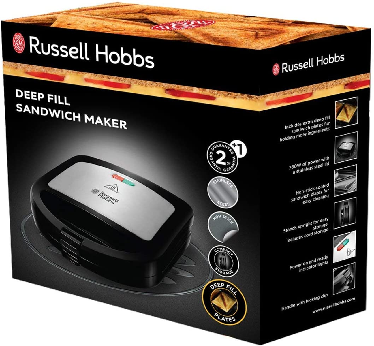 RUSSELL HOBBS FILL COOKATHOME 24530-56 DEEP Sandwichmaker SANDWICHTOASTER Edelstahl/Schwarz