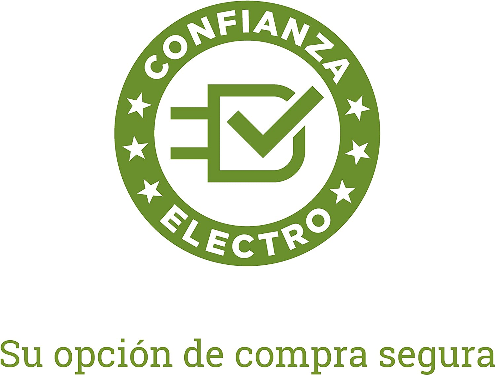 Logotipo circular verde con texto, que dice CONFIAZA ELECTRO, con una marca de verificación.