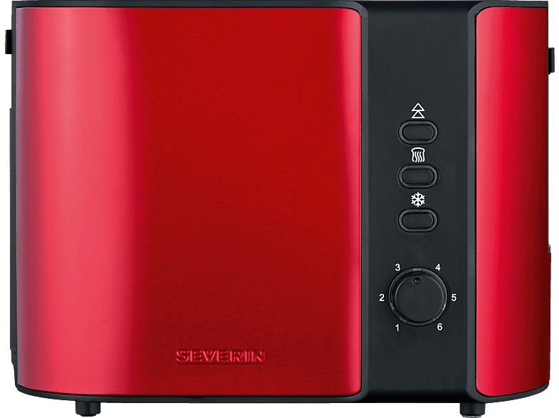SEVERIN AT 2217 Sandwich-Toaster metallic / rot (800 Watt, Schlitze: 2 ...