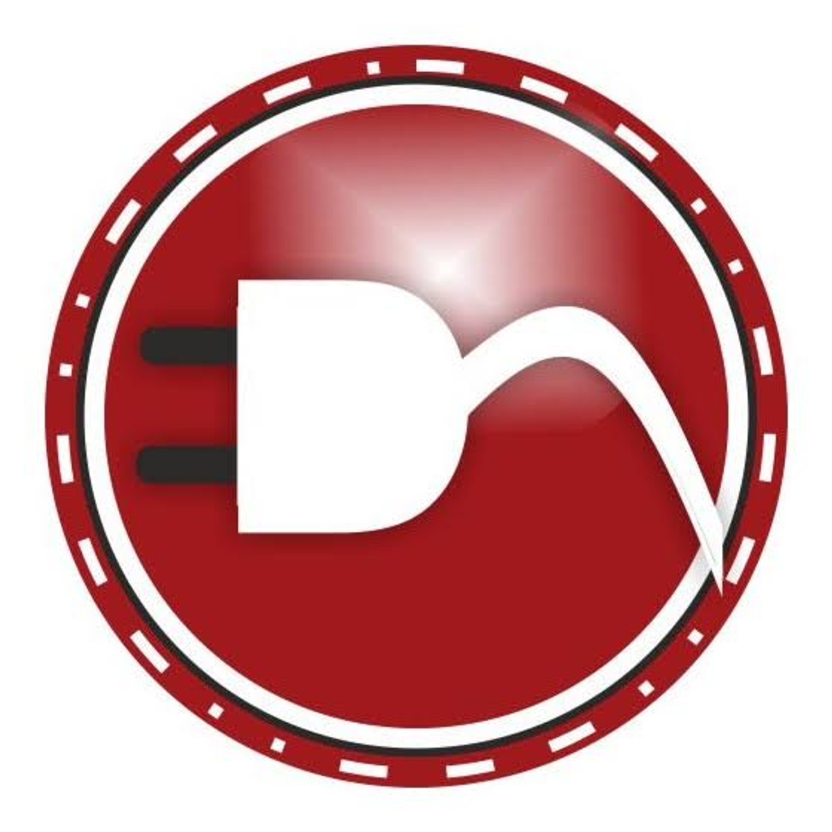 Logo circolare rosso con icona spina bianca all'interno, cerchio rosso.
