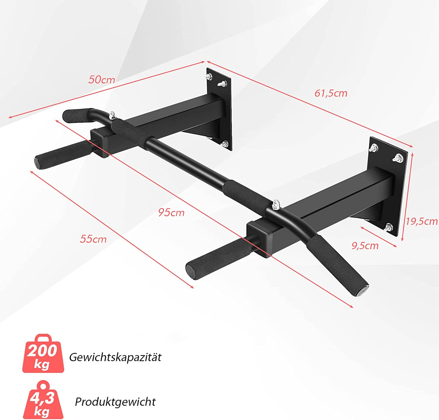 COSTWAY Klimmzugstange Krafttrainer, Schwarz