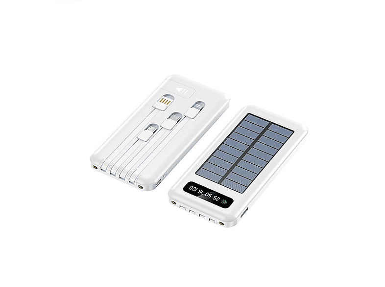 ENBAOXIN Powerbank Solar,Solarladung，LED-Design,Outdoor-Szenen,Kann im Flugzeug mitgeführt werden Powerbank 20000mAh Weiß