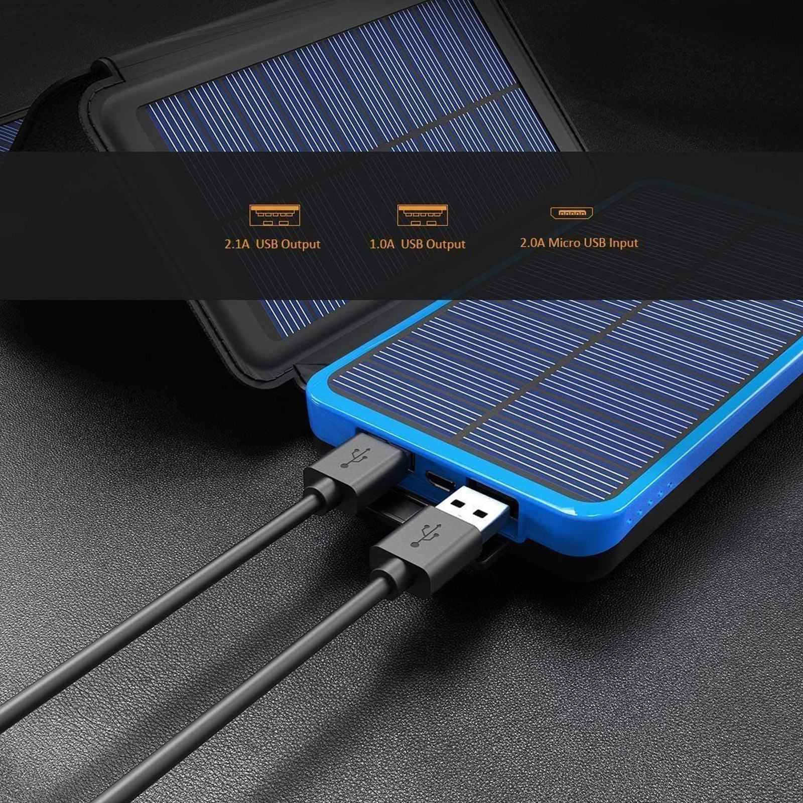 BYTELIKE Solar Powerbank 10000mAh mit Outdoor-Abenteuer Taschenlampe Energie Powerbank Zuverlässige - Blau 10000mAh für