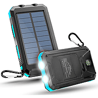 BRIGHTAKE Solar Powerbank Solar Ladegerät USB Externer Akku mit 2 Outputs Solar Powerbank Powerbank 20000mAh Blau