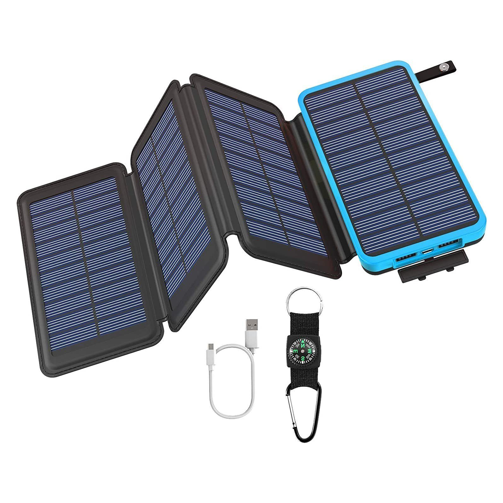 LED-Taschenlampe Camping 10000mAh Orange 10000mAh Blau Solar BRIGHTAKE Solarpanels Powerbank Powerbank SmartIC 4