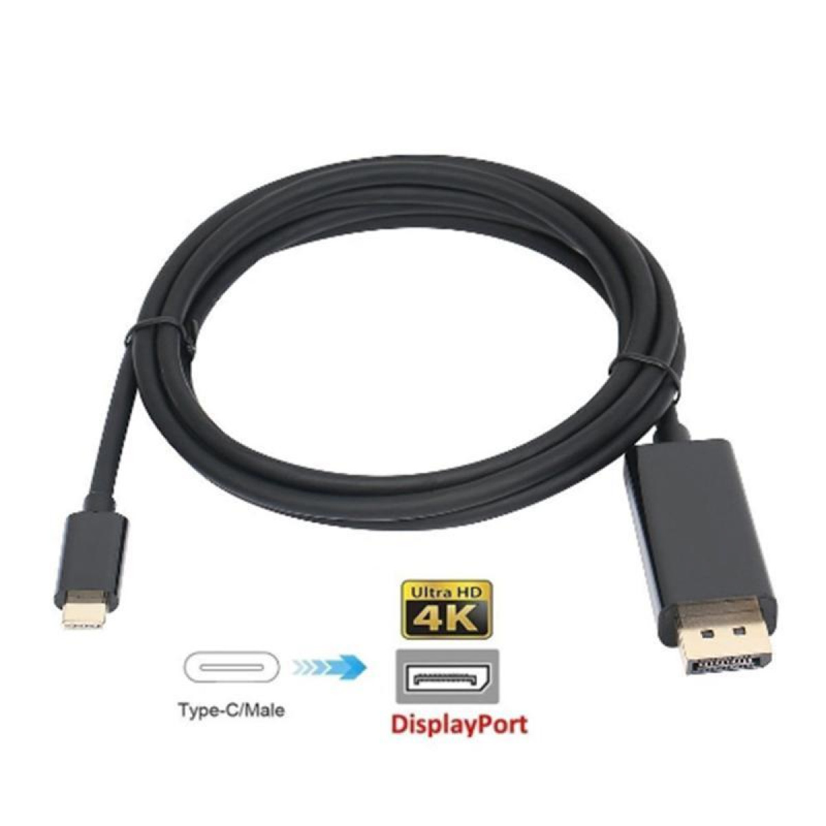INF kabel 4K USB-C Adapter (DP) zu DisplayPort USB-C schwarz, m) (1,8