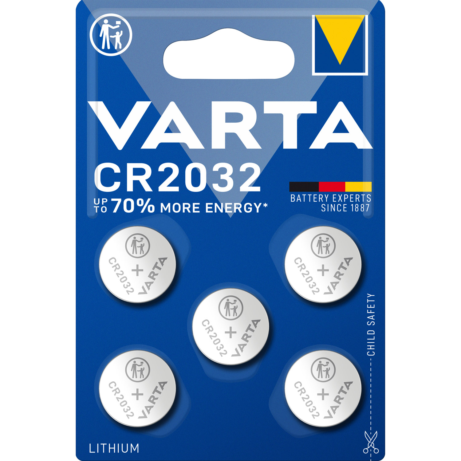 5er CR2032 Lithium 3V Akku Knopfzellen Pack Akku Lithium Knopfzellen VARTA
