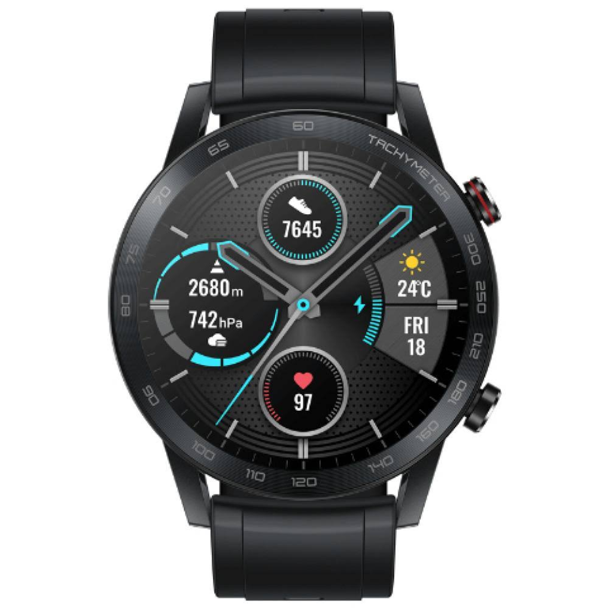 Edelstahl - 2 140-210 MM BLACK Smartwatch Schwarz mm, MAGIC 46 HONOR Fluoroelastomer, WATCH 55024895