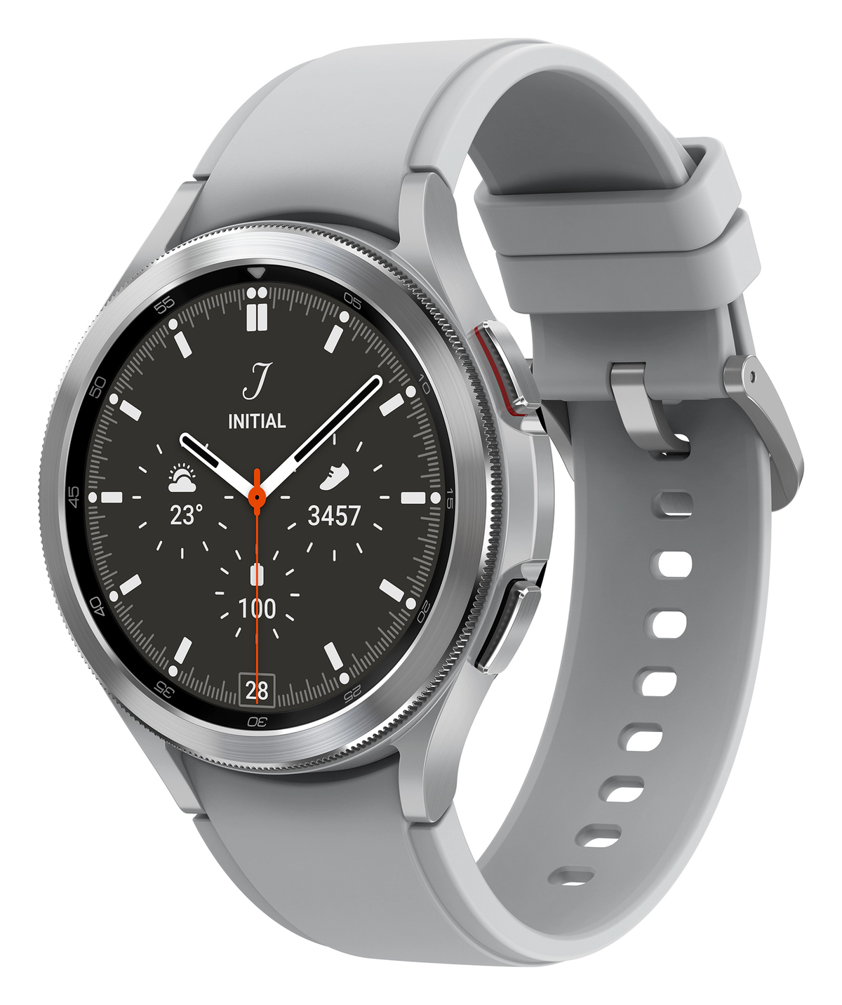 SAMSUNG R895 Galaxy Watch 4 Smartwatch Edelstahl silber M/L, Classic Flouroelastomer