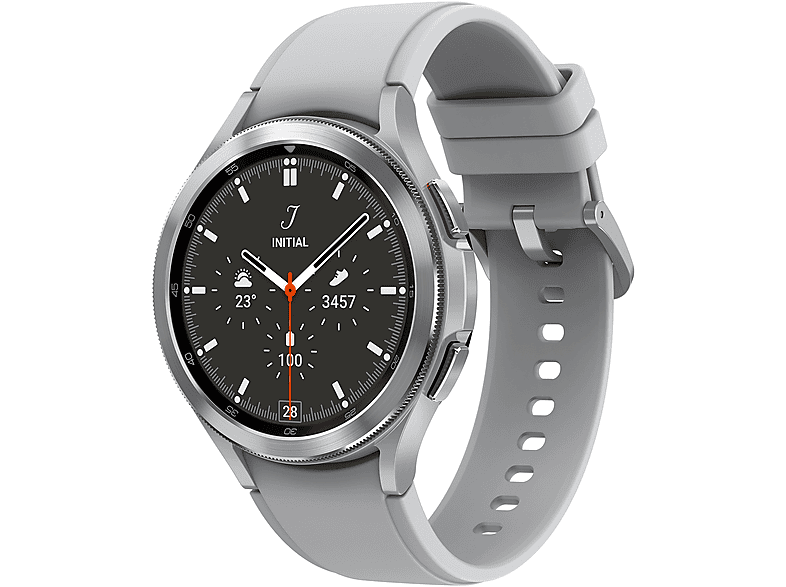 Galaxy R895 Edelstahl Smartwatch SAMSUNG Flouroelastomer, Classic M/L, silber Watch 4