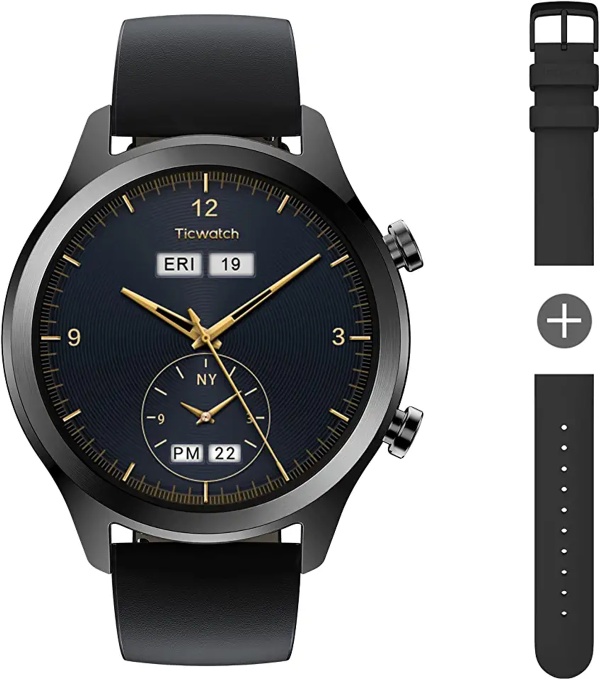 Smartwatch - P1023003300A TICWATCH, Acero inoxidable, Negro