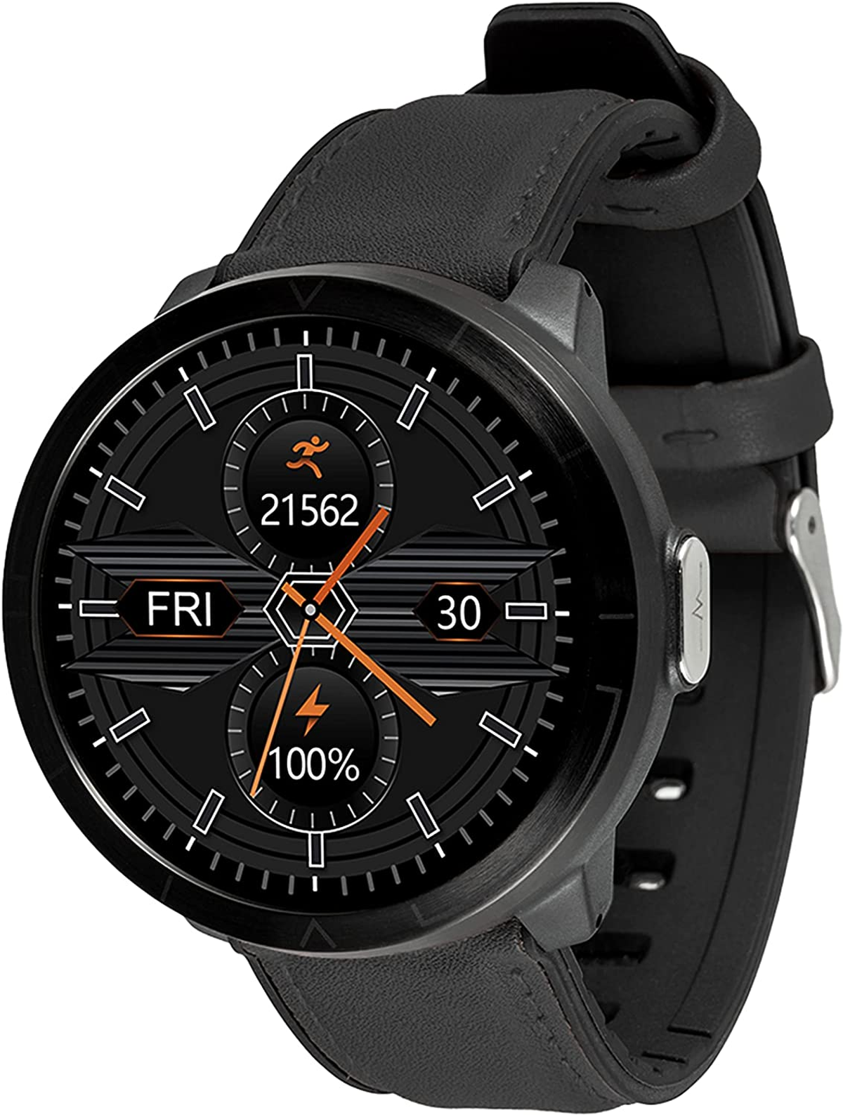 Kunststoff Schwarzes Smartwatch Leder Leder, Leder WATCHMARK WM18 schwarzes