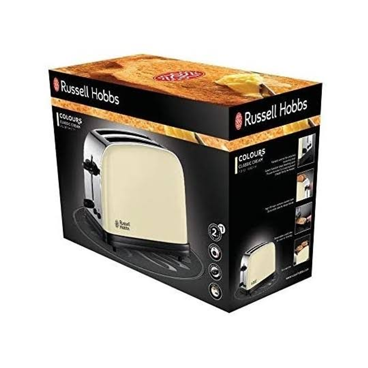 2) Watt, Schlitze: RUSSELL Toaster 435476 (850 HOBBS Silber