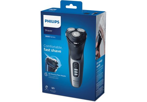 Afeitadora  Philips S3000 S3241/12, Afeitadora eléctrica, Seco y