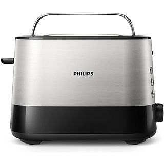 Tostadora - PHILIPS HD2637/91, 950 W, 2 ranuras, 2 rebanadas, 7 niveles tostado, Inox