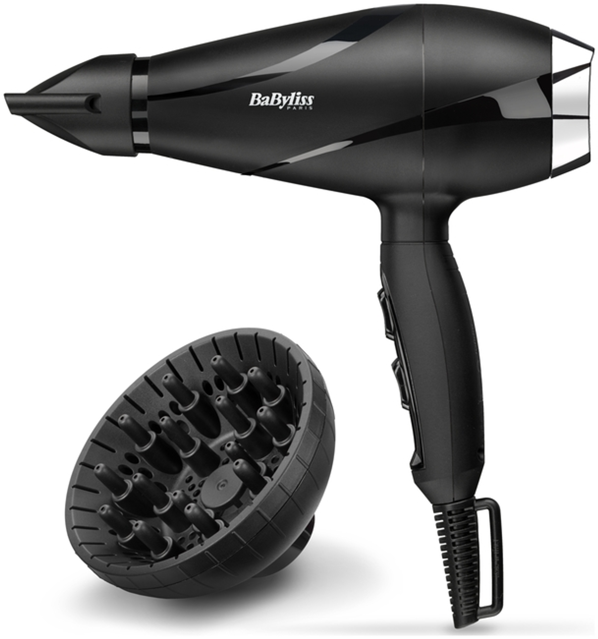 Secador - 6713DE BABYLISS, 2,200 W, 3 niveles temperatura, 2 velocidades, Difusor incluido, Negro