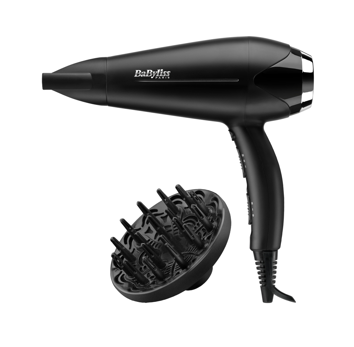 Secador - 3030050153842 BABYLISS, 2,200 W, 2 velocidades niveles temperatura, 2 velocidades, Difusor incluido, Negro