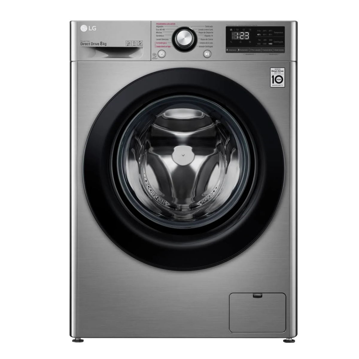 Lavadora carga frontal - Lg F4WV3008S6S lavadora clase a+++ 8 kg 1400 rpm inox LG ELECTRONICS, 8 kg, 14 programas, Inox