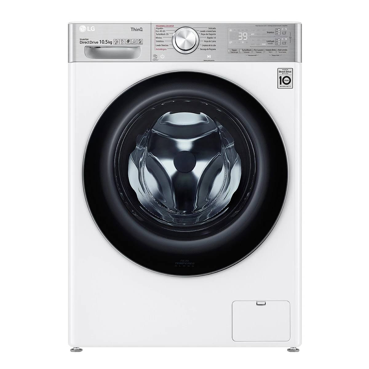 Lavadora carga frontal - F6WV9510P2W LG, 10 kg, 14 programas, Blanco