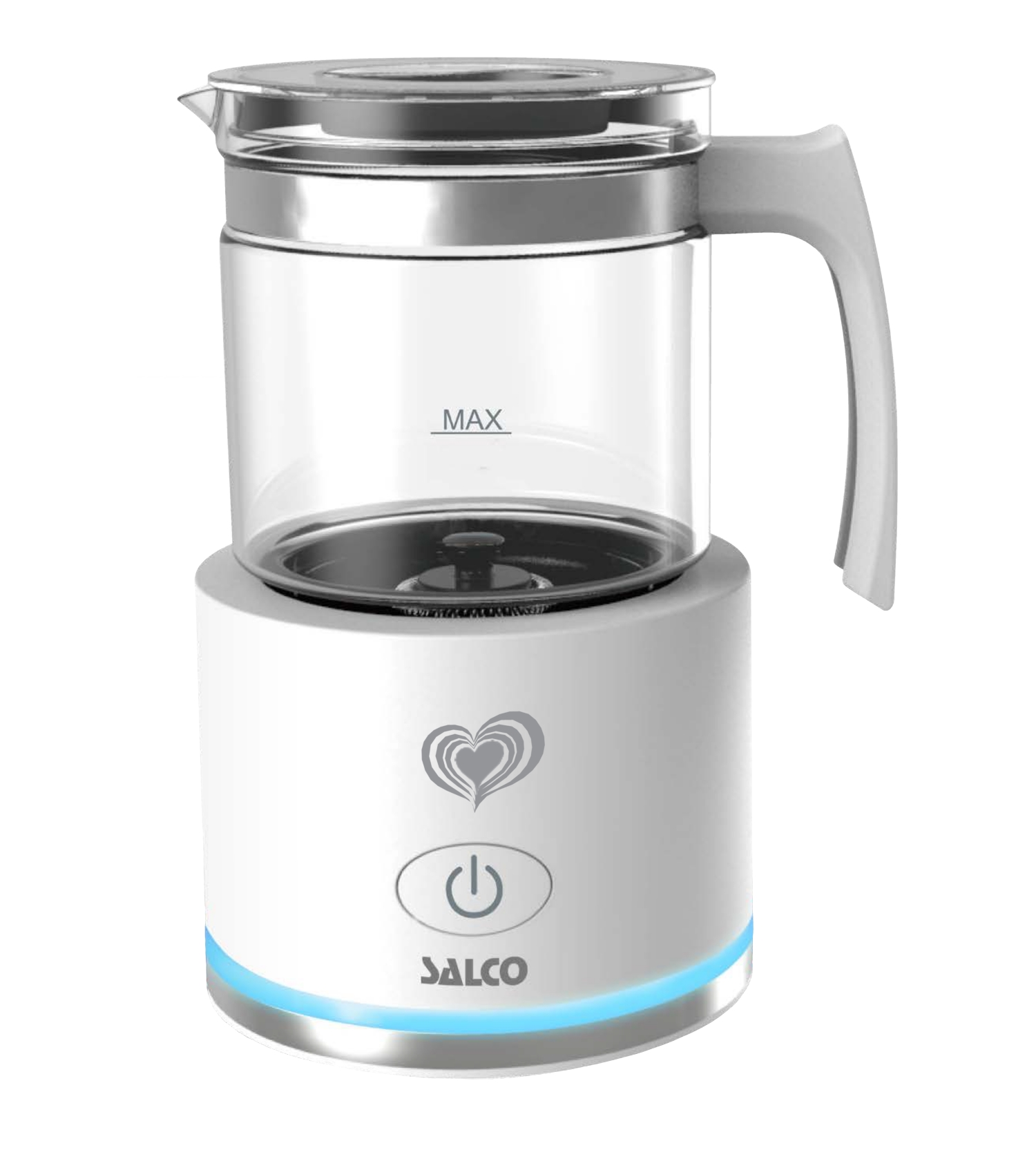 SALCO Salco Induktion-Aufschäumer Milchaufschäumer, und Watt, weiß, ml kalt 250 600 warm Glaskanne, aufschäumen SMI-600