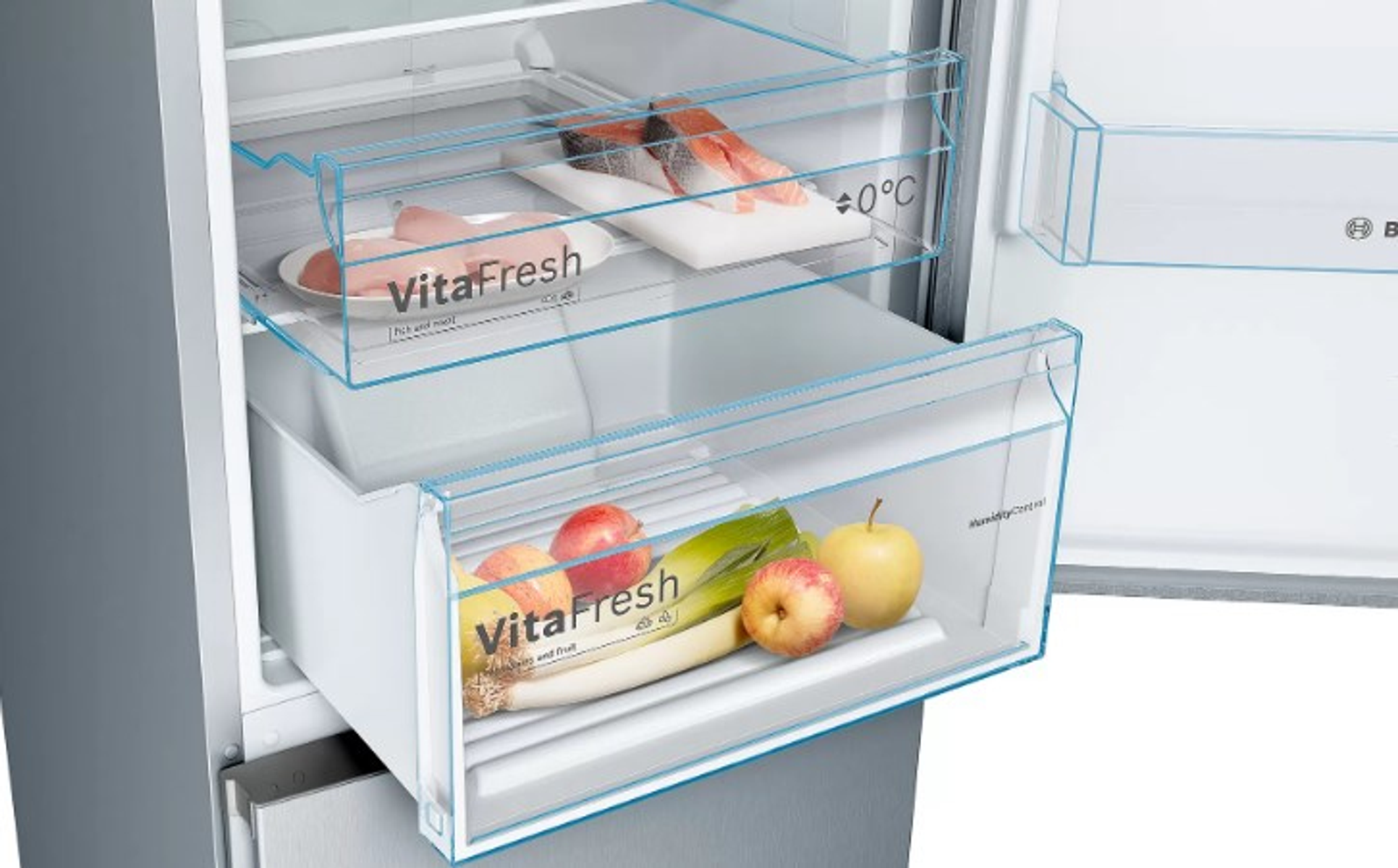 FRIGORIFERO COMBINATO BOSCH KGN39VLEB, 2 Porte, L 60 cm, No Frost, Capacità netta totale 368 l, Rumorosità: 39 dB(A), 5 ripiani, Dimensioni: L 60 cm A 186 cm P 66 cm, Acciaio inox, Classe E