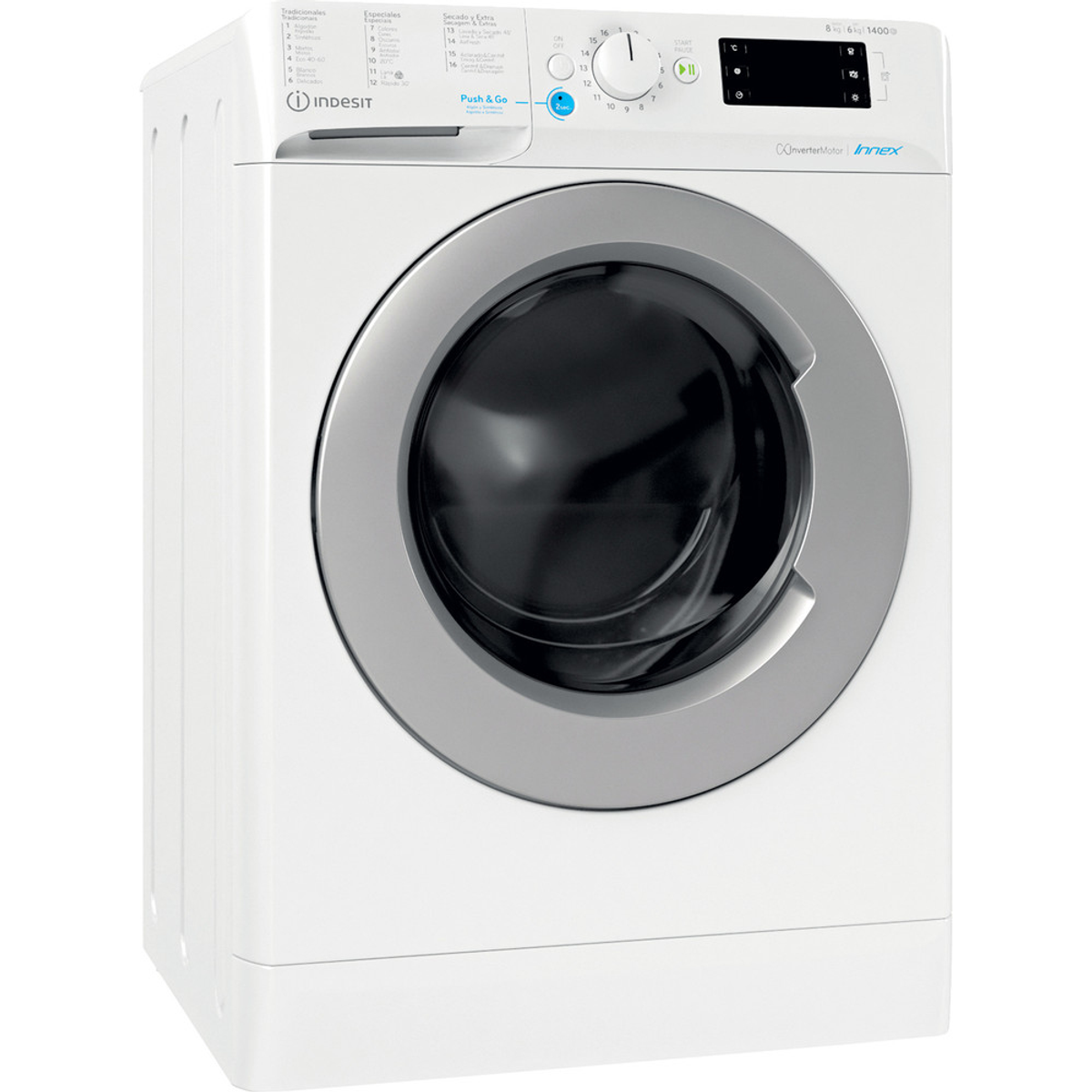 Lavadora secadora - INDESIT BDE 861483X WS SPT N, 8,0 kg, 8 kg, Sí, Blanco