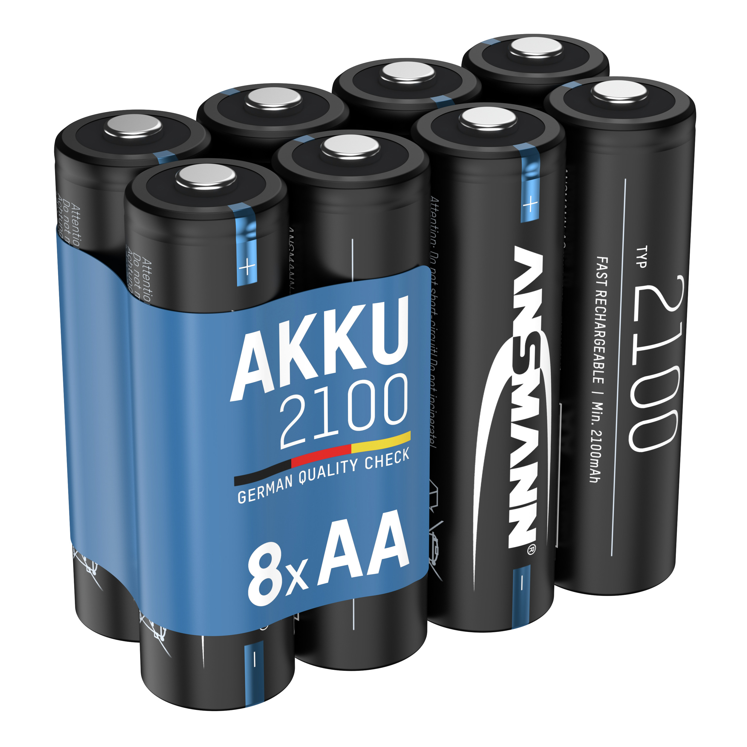 mAh (NiMH), Akku 1.2 wiederaufladbar 8 Stück Volt, Nickel-Metallhydrid Batterie, Edition Mignon AA ANSMANN Black 2100 2100