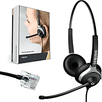 GEQUDIO Headset 2-Ohr für Unify mit Kabel, On-ear Headset Schwarz