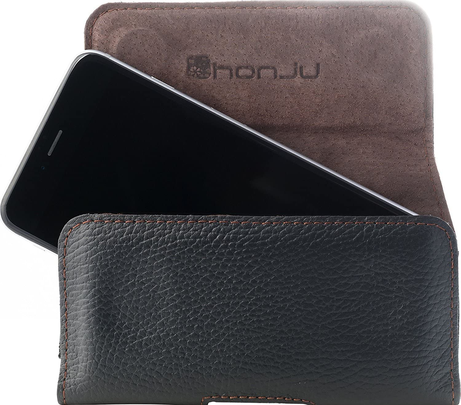 HONJU Horizon Genarbt-Leder Gürteltasche, mini, iPhone iPhone 12 Apple, / 12 Pro, mini, iPhone 15 Dunkelbraun Pro, / 15 12 3. / (2020), SE iPhone Pro / 13 14 Holster, 13 13 iPhone iPhone (2022), SE / Gen 14 Pro 