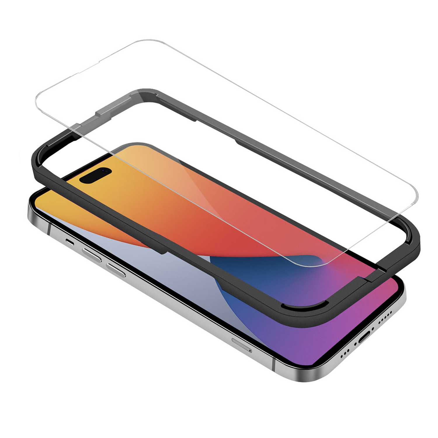 BAKIUM 3x OptiGlas Apple Panzerglas(für mit Plus) 14 Hilfsrahmen iPhone
