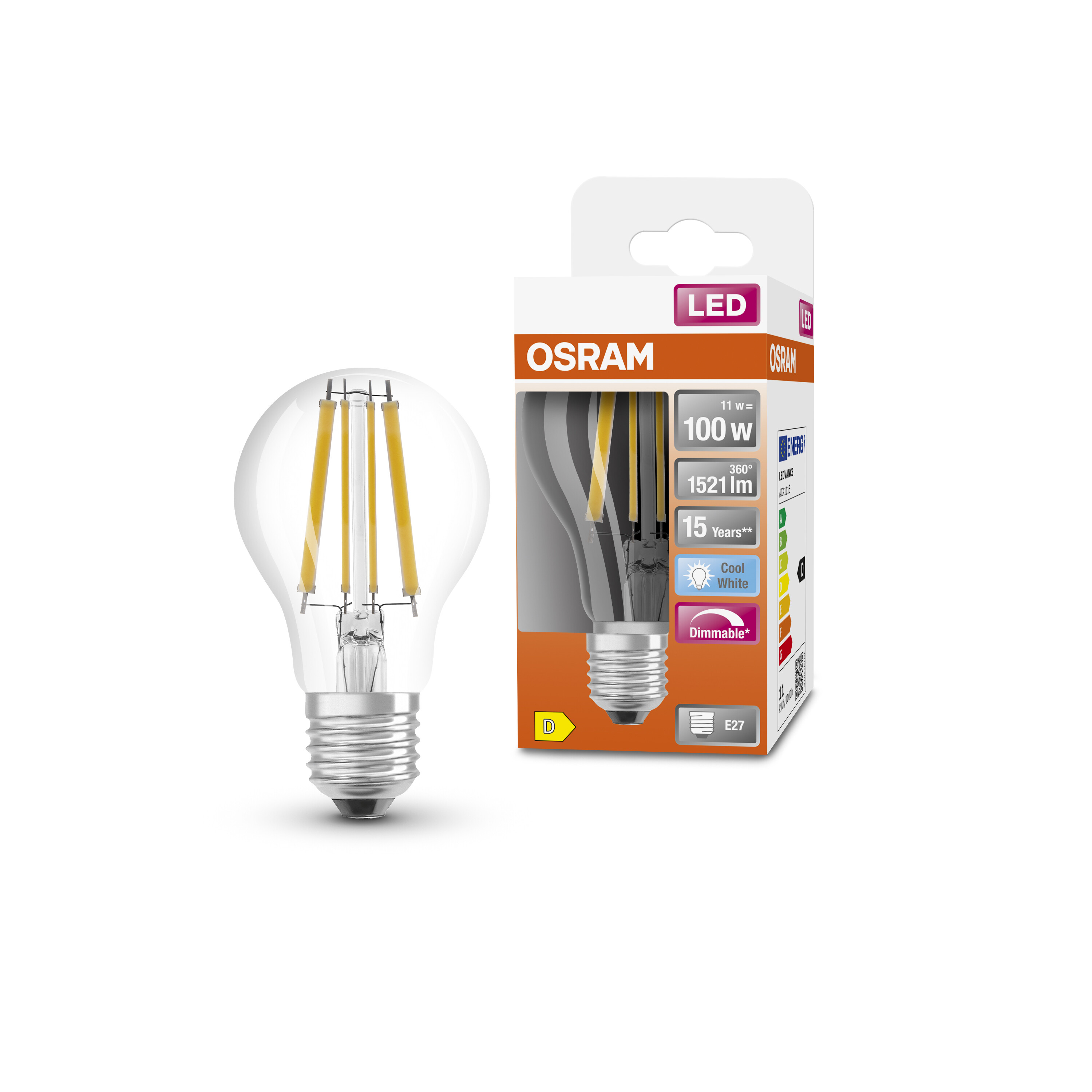 OSRAM  LED Lumen CLASSIC Kaltweiß Retrofit LED DIM A Lampe 1521