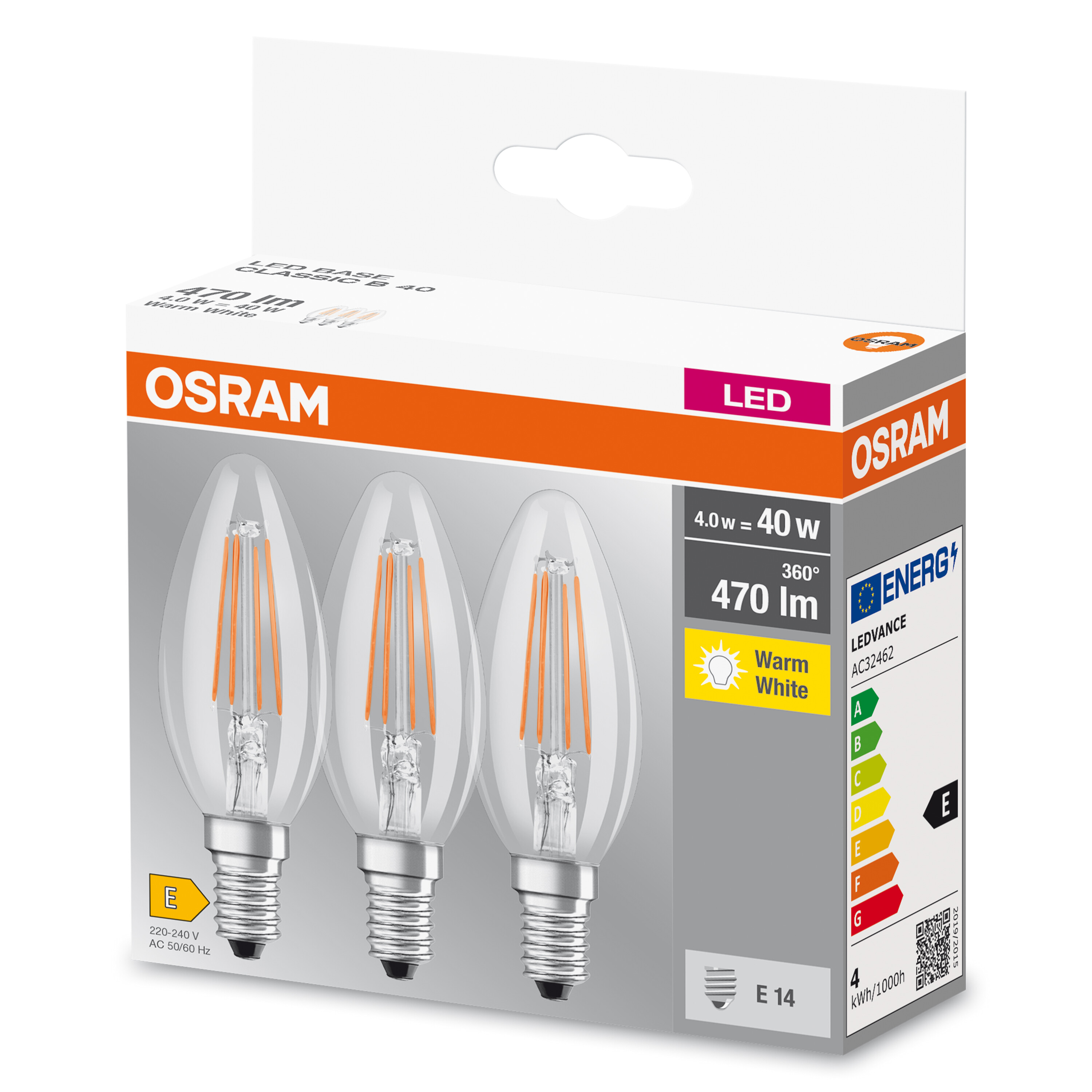 Lumen Lampe LED B Warmweiß OSRAM  CLASSIC LED 470 BASE