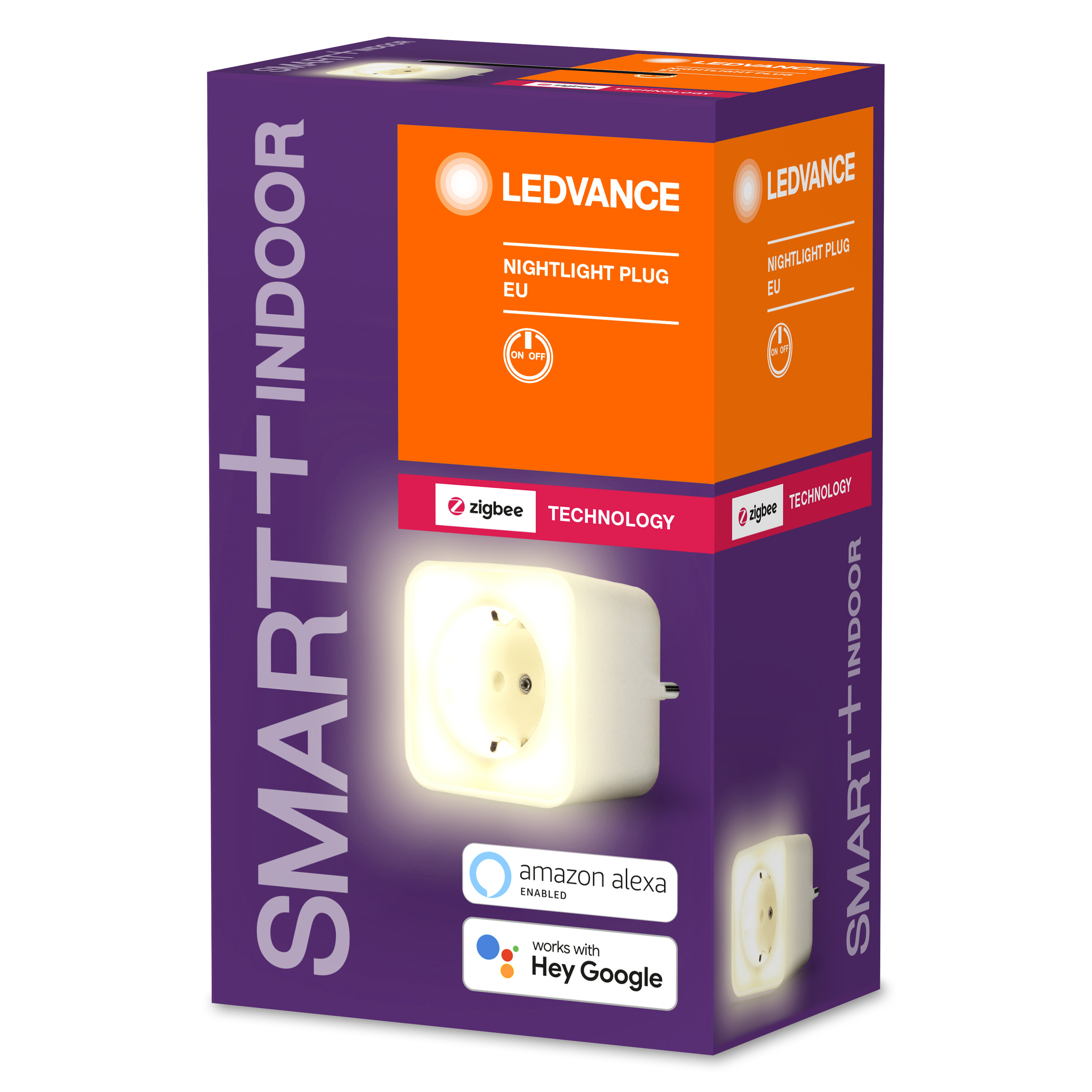 Smart+ Indoor Nachtlichtstecker in einer Box mit Produktinformationen.