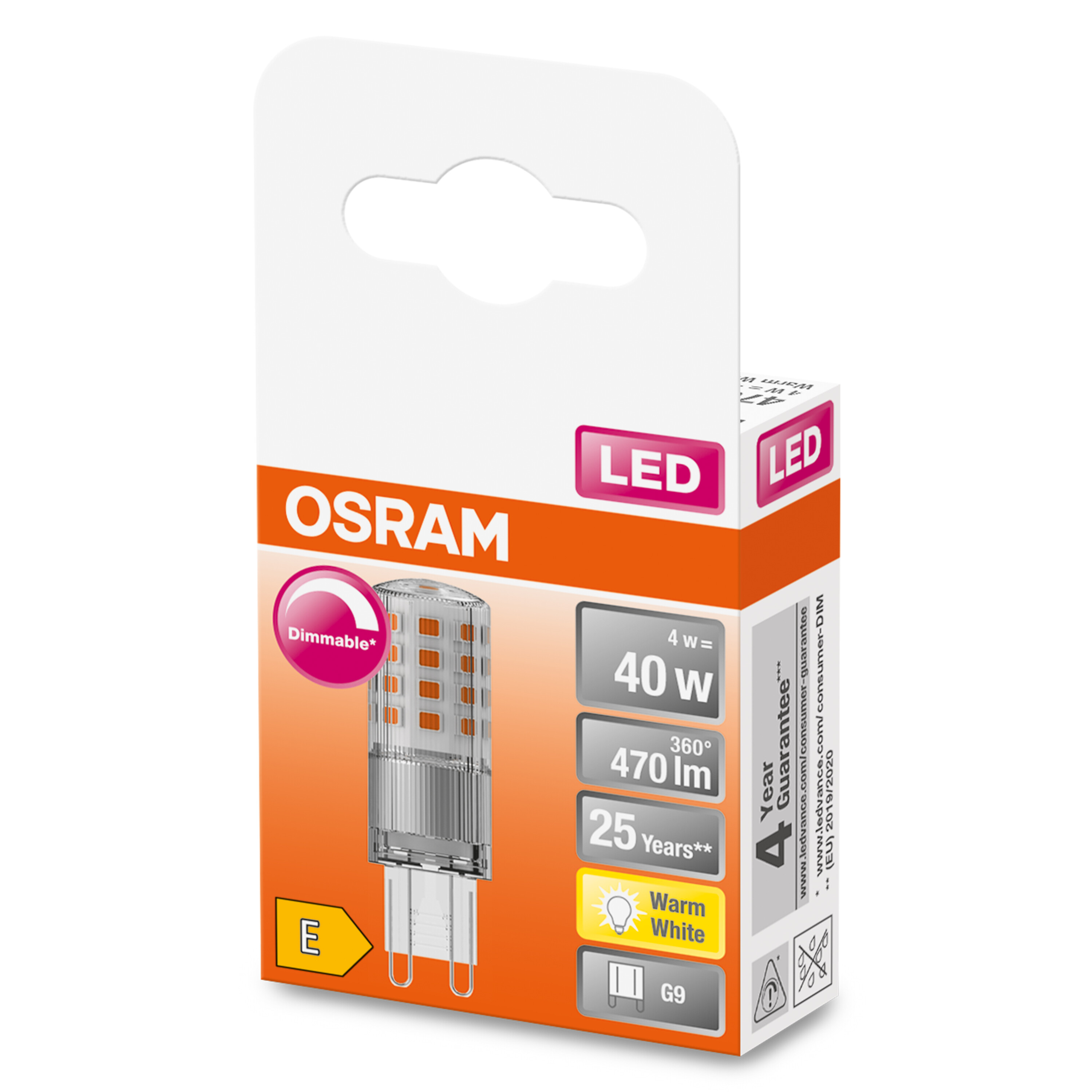 LED OSRAM  PIN Lampe LED G9 Lumen Warmweiß DIM 470