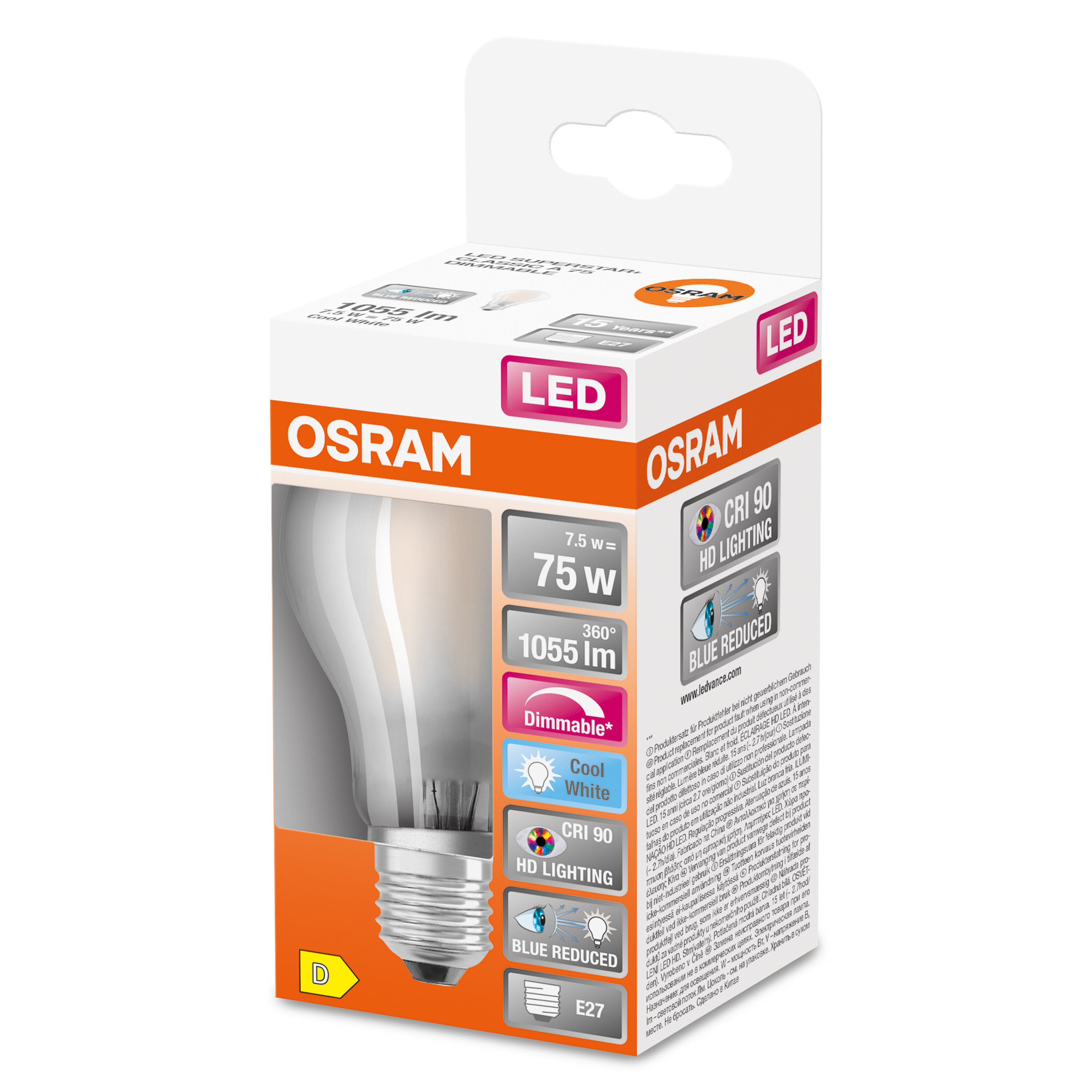 OSRAM  LED SUPERISTAR Lampe Kaltweiß FILAMENT A LED PLUS 1055 Lumen CLASSIC