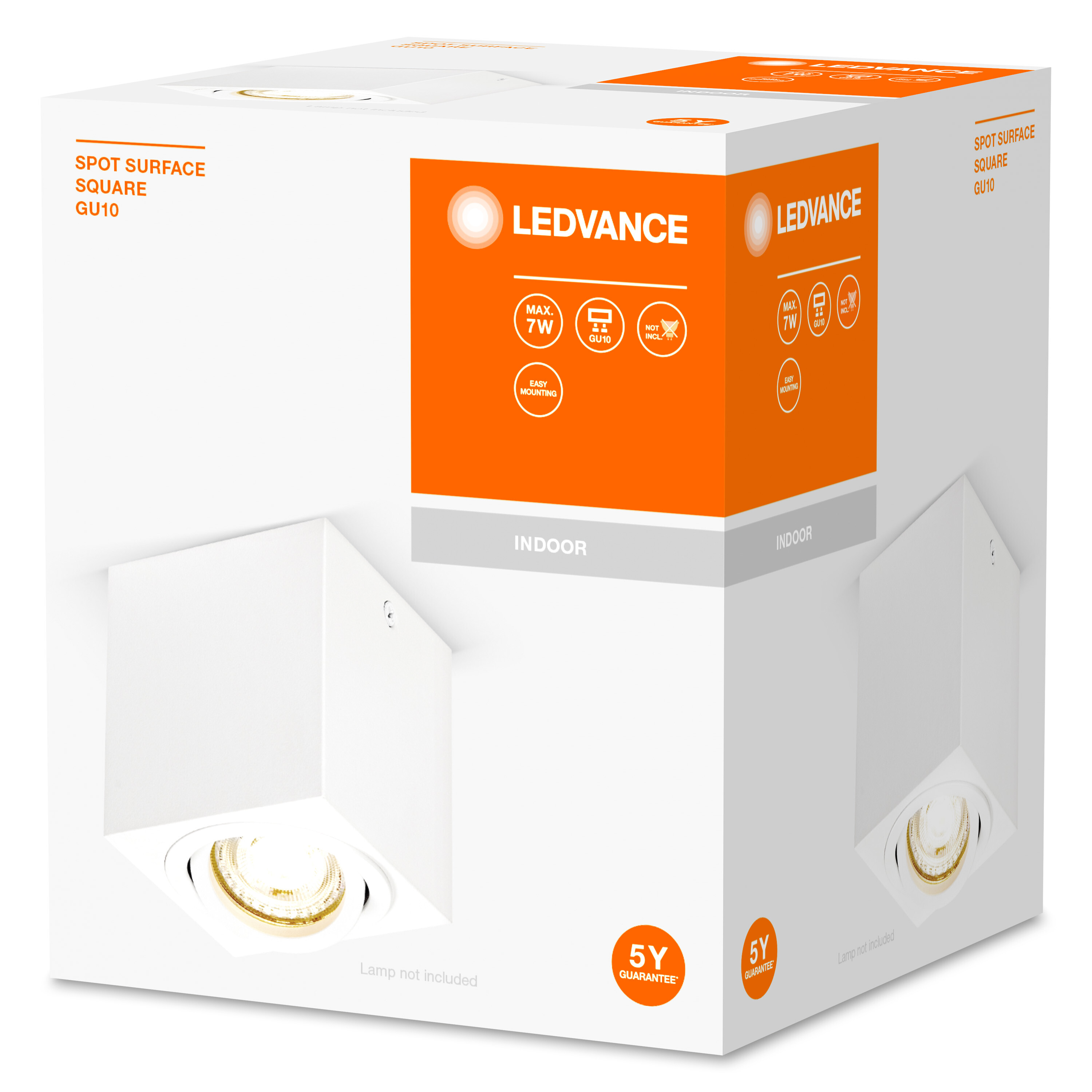 Quadratische weiße LEDVANCE Spot-Oberfläche GU10 Lichtbox, Lampe nicht enthalten.