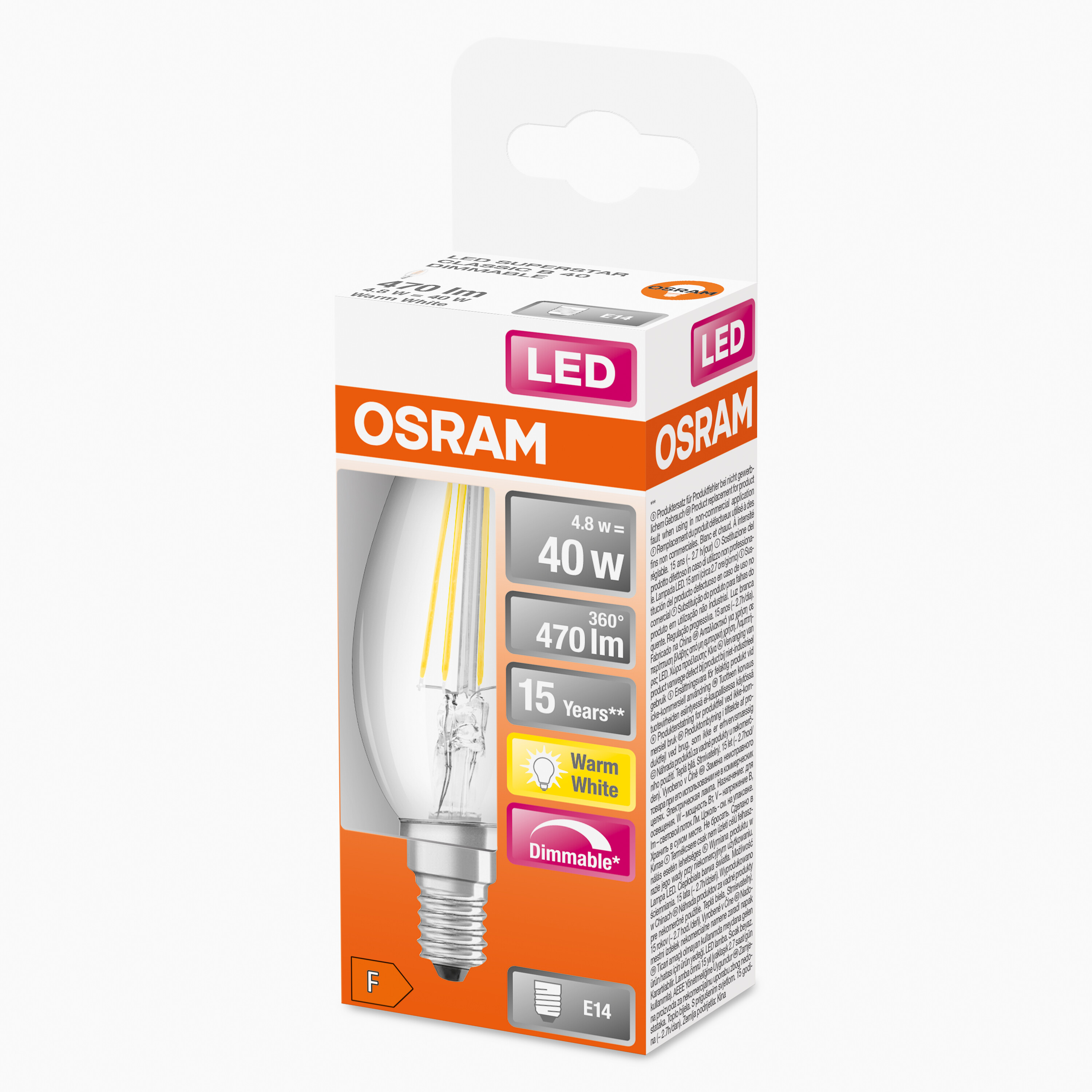 CLASSIC DIM LED Lampe B Retrofit 470 Lumen LED Warmweiß OSRAM 