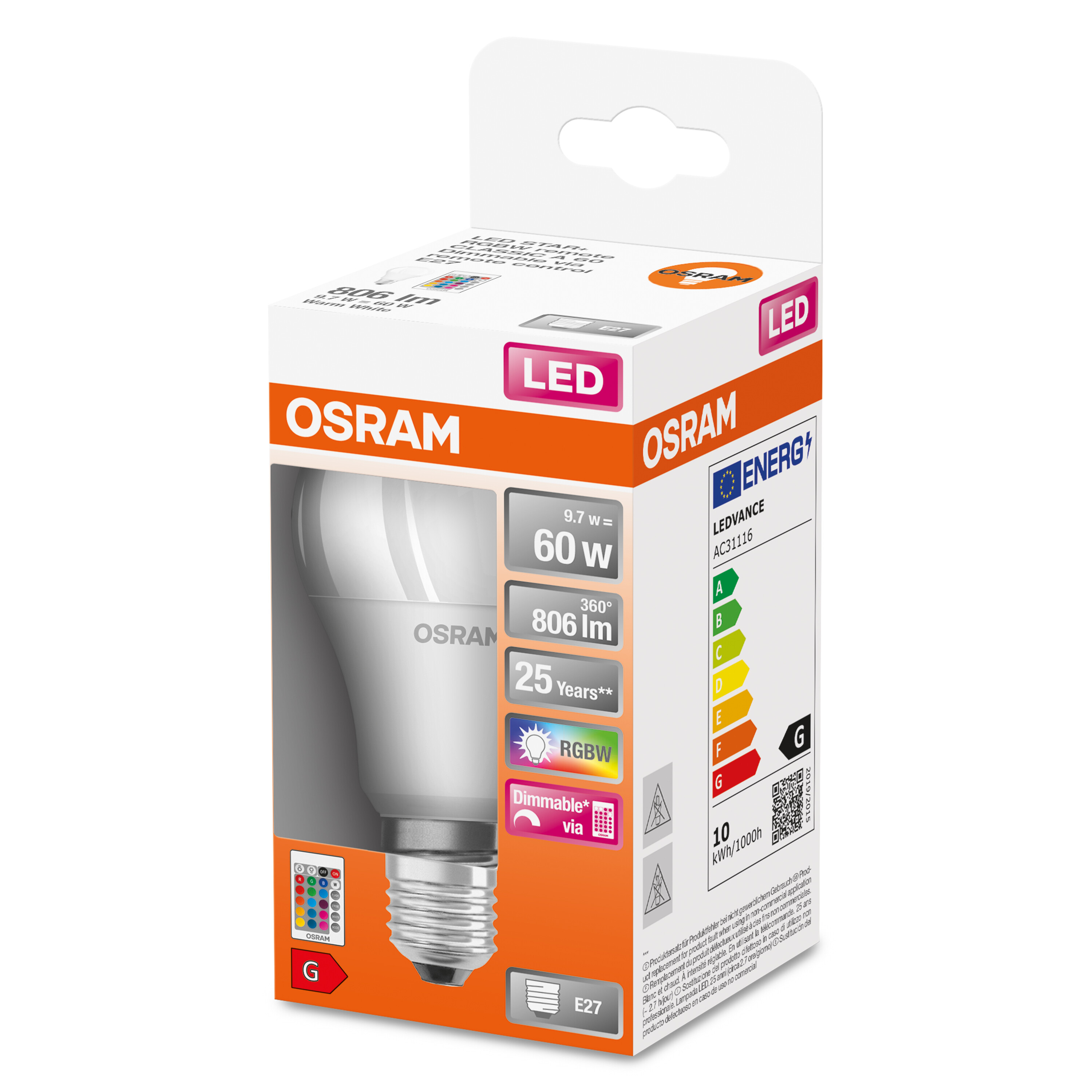 OSRAM  LED Retrofit with control remote Warmweiß lamps RGBW LED Lampe