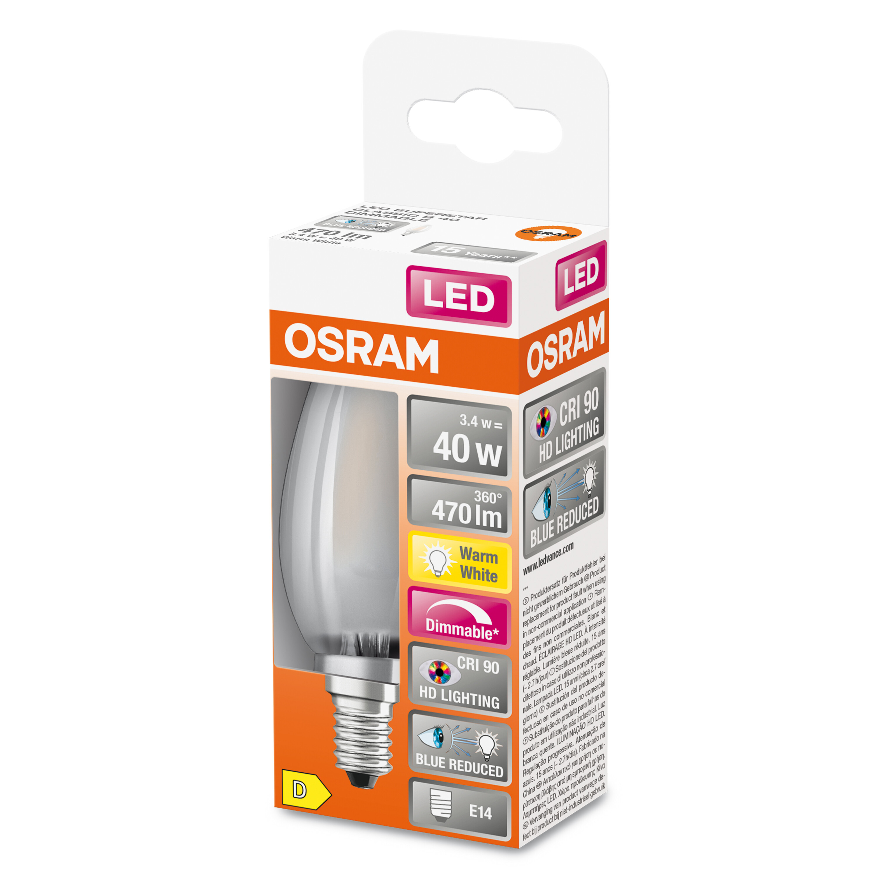 OSRAM  LED SUPERSTAR PLUS LED Warmweiß FILAMENT 470 CLASSIC Lampe B Lumen