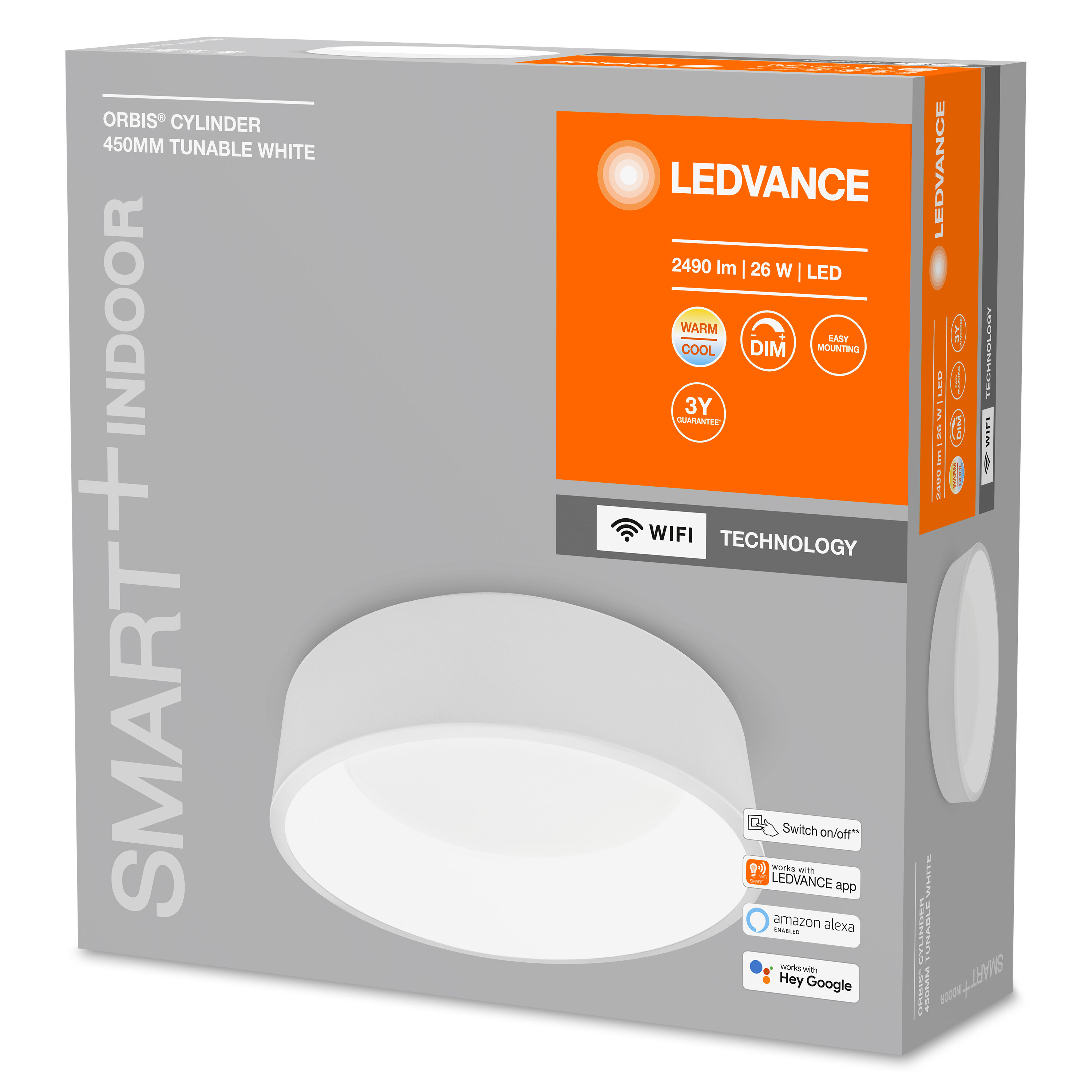 LEDVANCE SMART + WT WIFI Deckenleuchte Lichtfarbe änderbar ORBIS 450 Cylinder