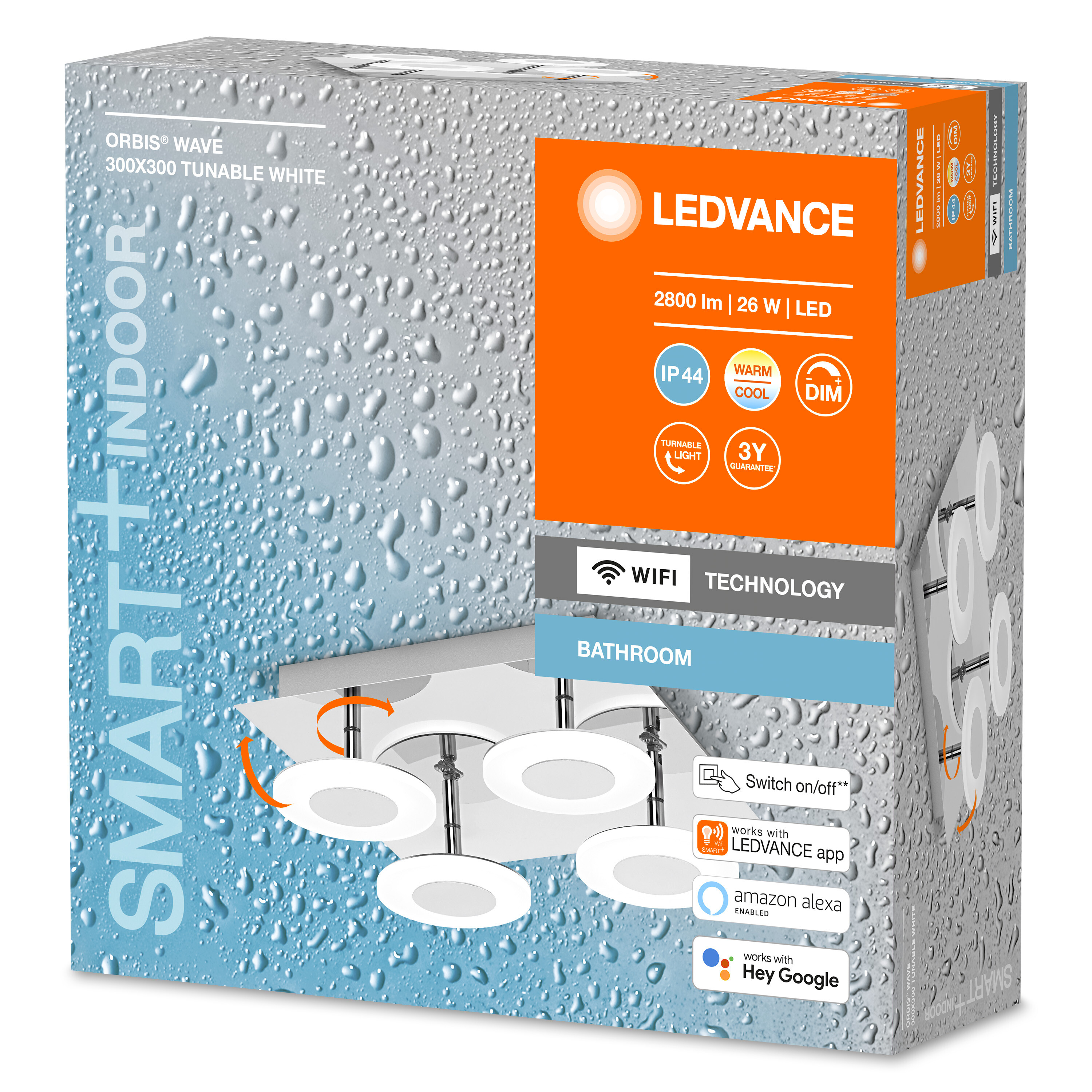 LEDVANCE BATHROOM DECORATIVE Lichfarbe WIFI änderbar WITH CEILING AND TECHNOLOGY Badezimmerbeleuchtung WALL