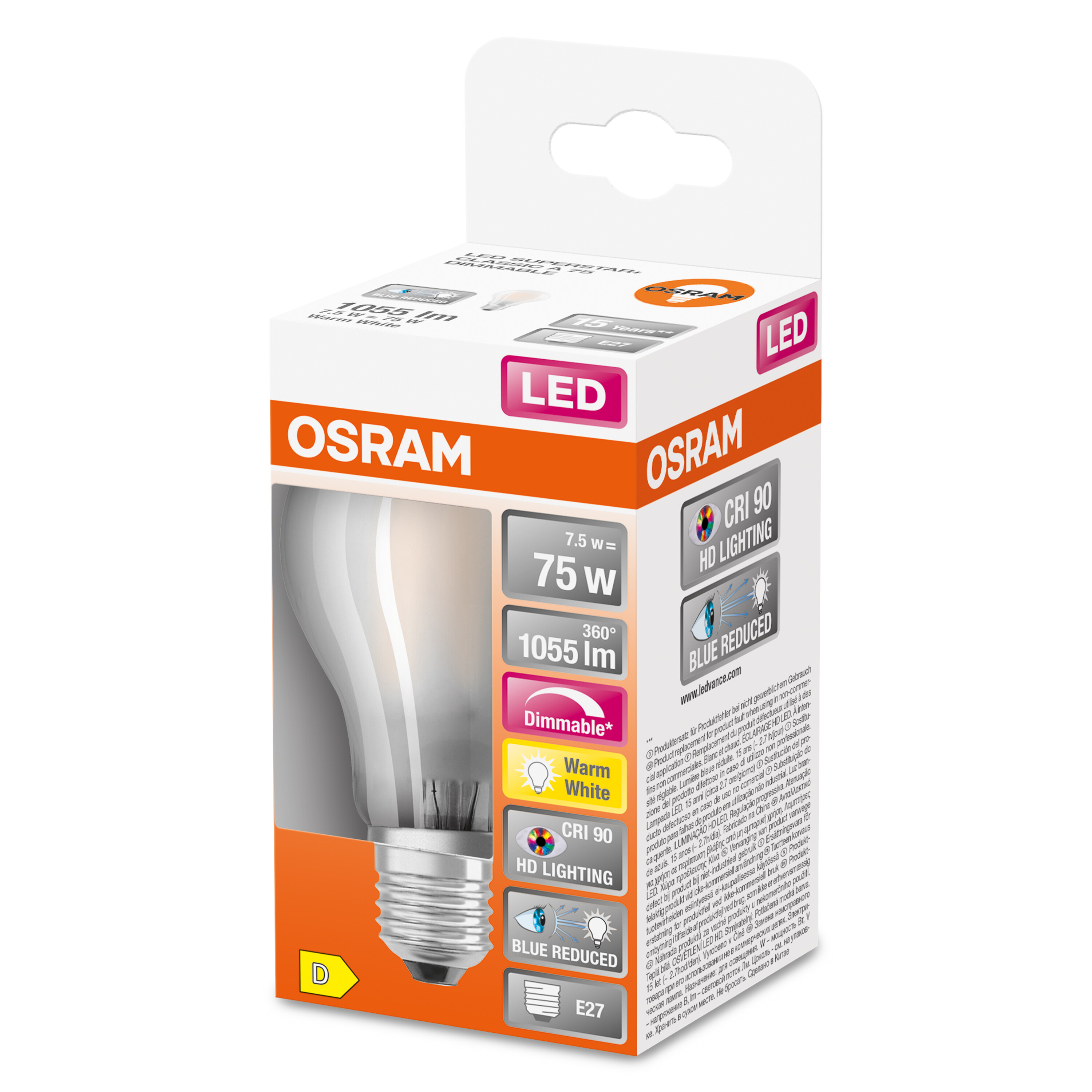 OSRAM  LED SUPERISTAR PLUS CLASSIC 1055 LED Warmweiß Lampe FILAMENT A Lumen