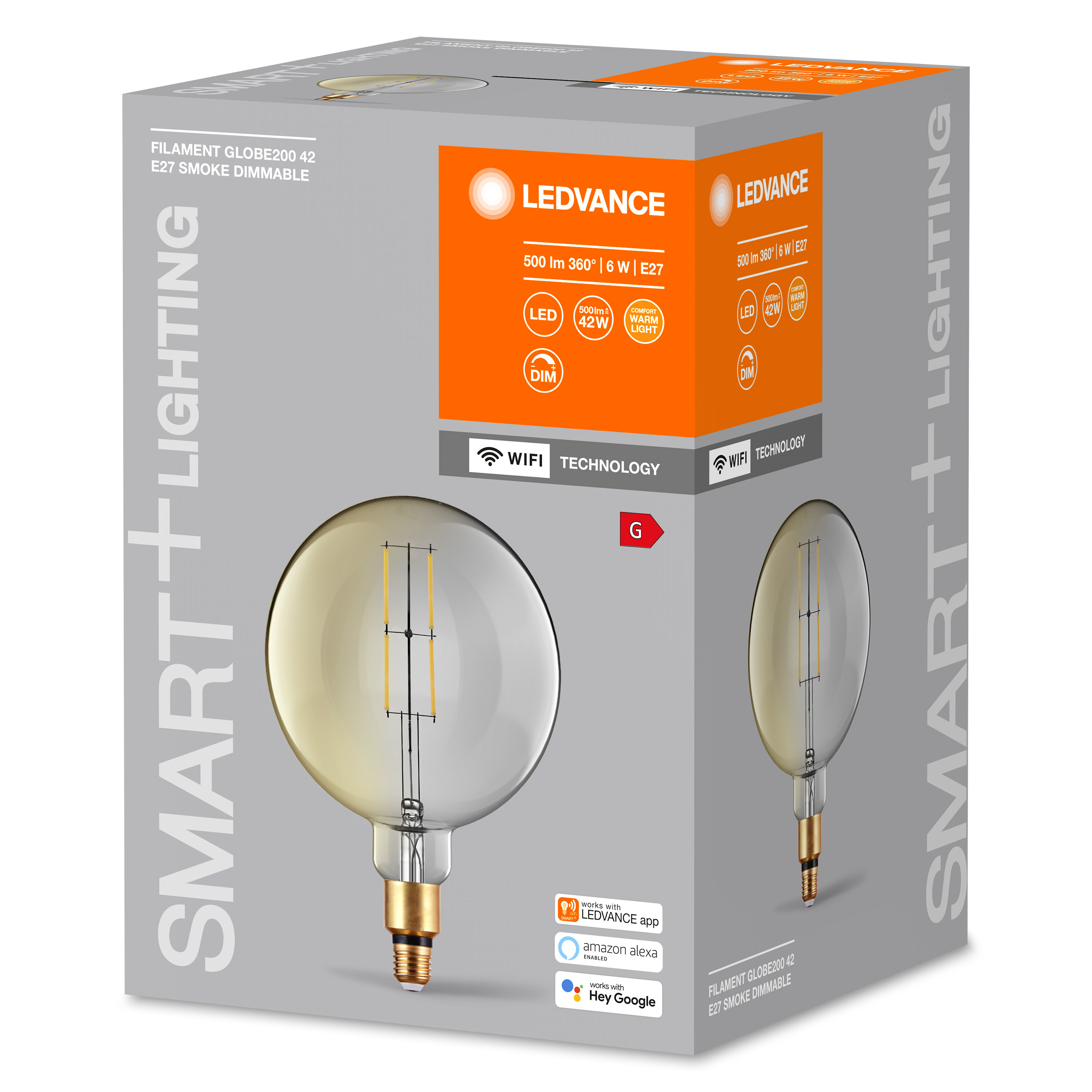 LEDVANCE SMART+ Filament Globe 42 LED E27 Lampe 6 Warmweiß W/2500 Dimmable