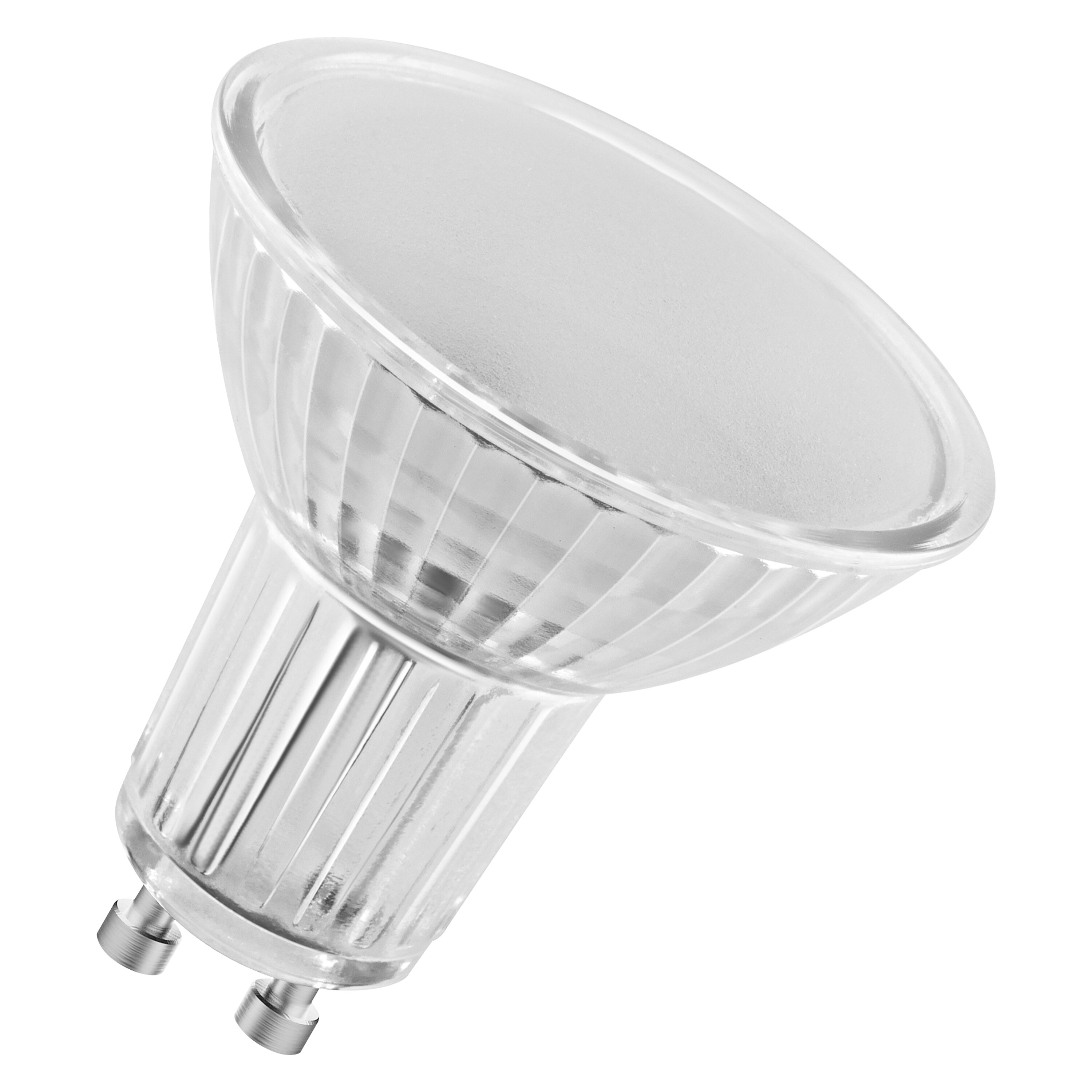 Lampadina in vetro trasparente. Forma cilindrica con fronte arrotondato.