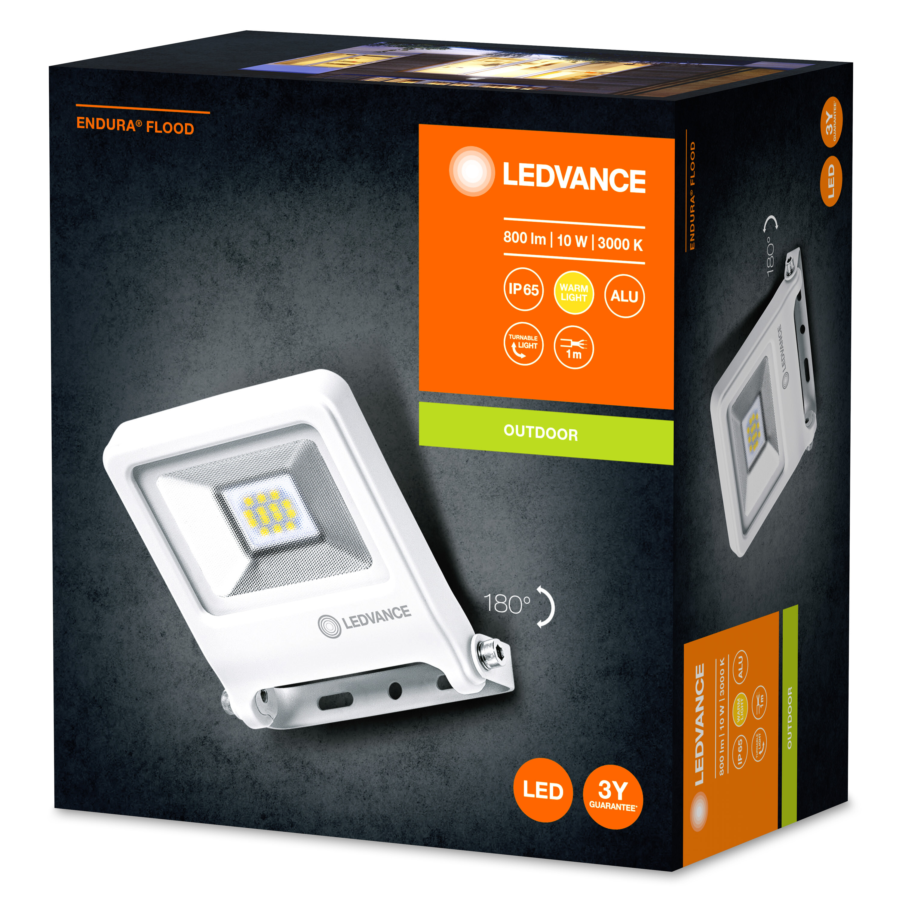 LEDVANCE Außenflutlichverpackung. Zeigt das Licht und seine Eigenschaften.