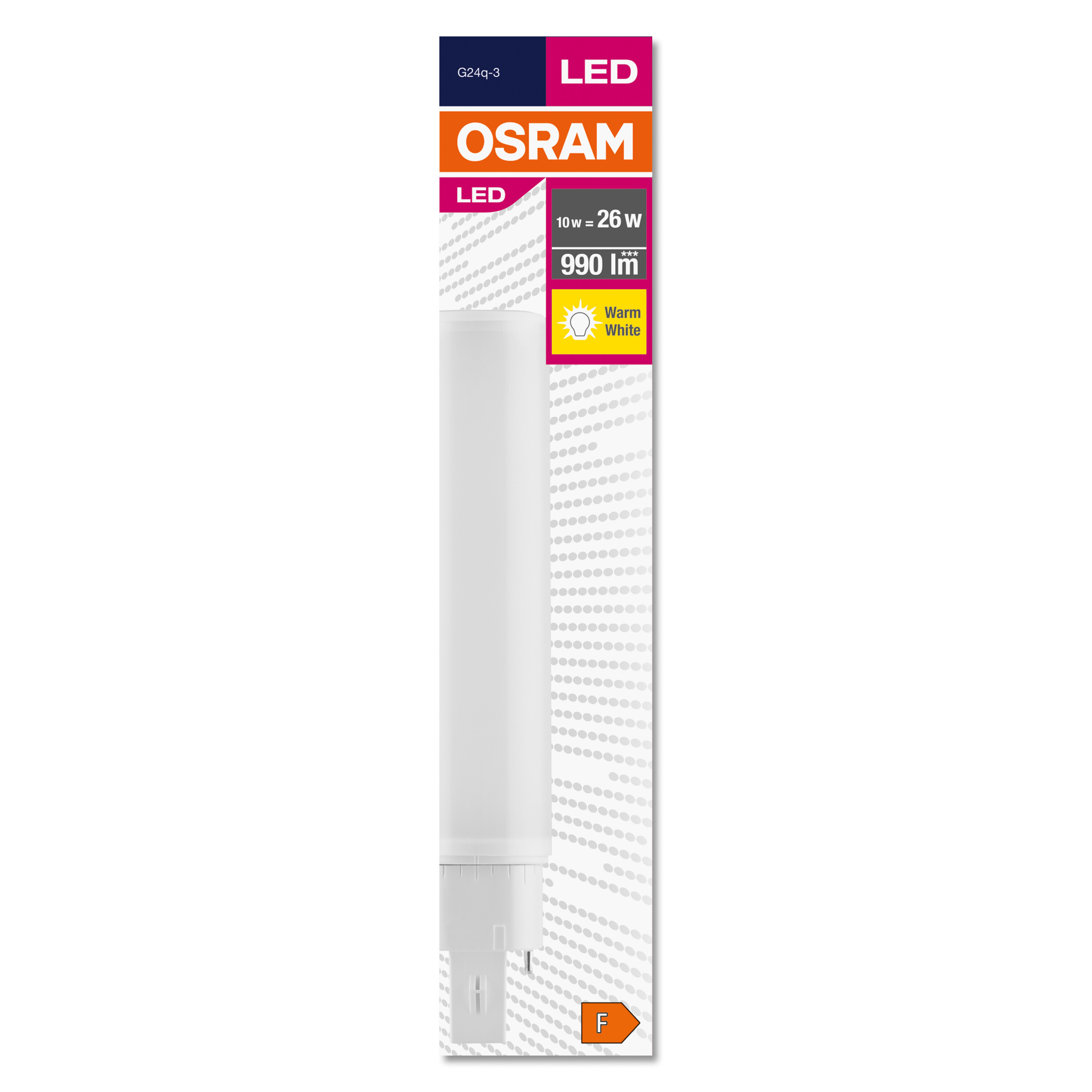 Verpackung für weiße LED-Röhrenleuchte. Enthält Text und eine kleine Abbildung.