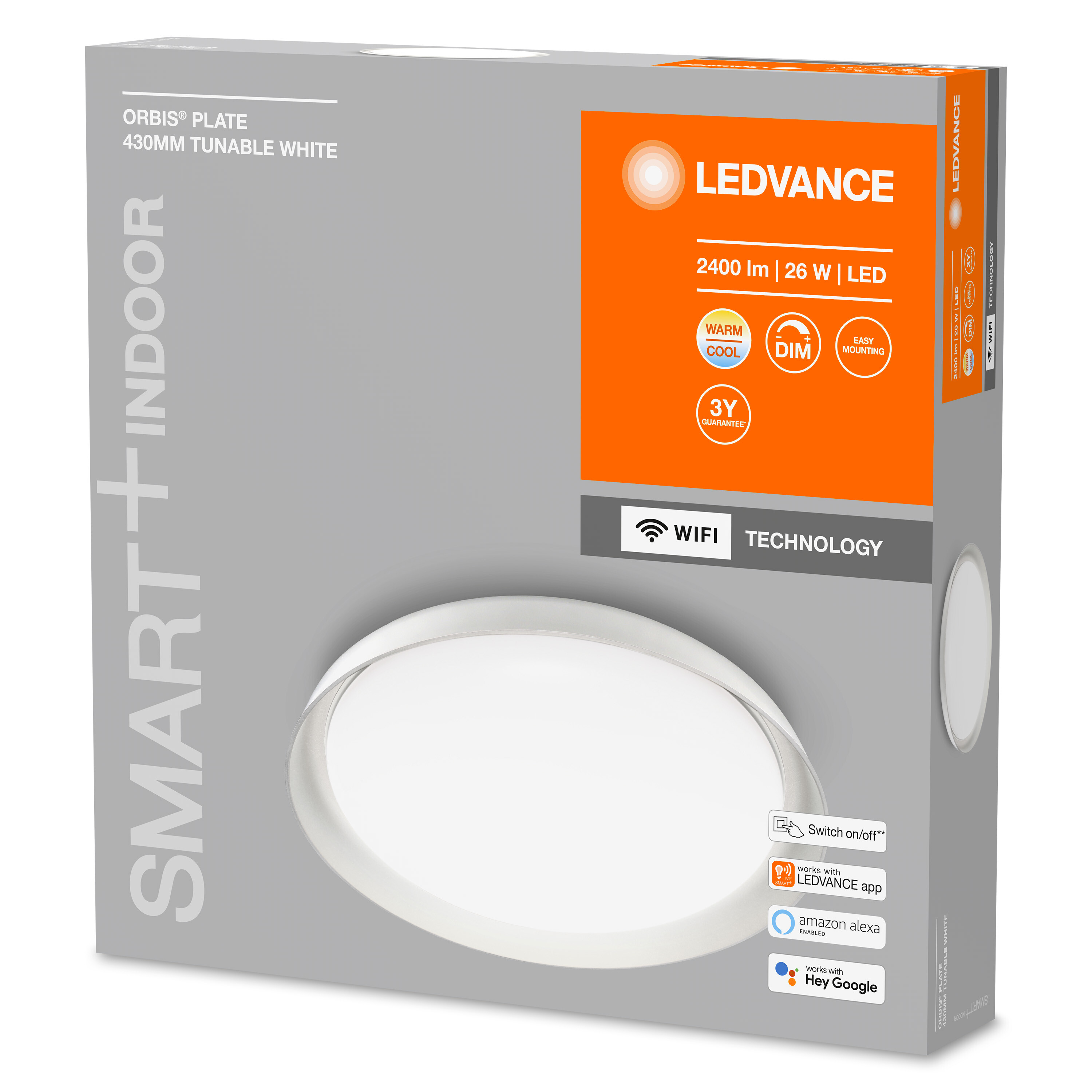 LEDVANCE SMART Plate WT ORBIS änderbar Lichtfarbe + WIFI 430 Deckenleuchte