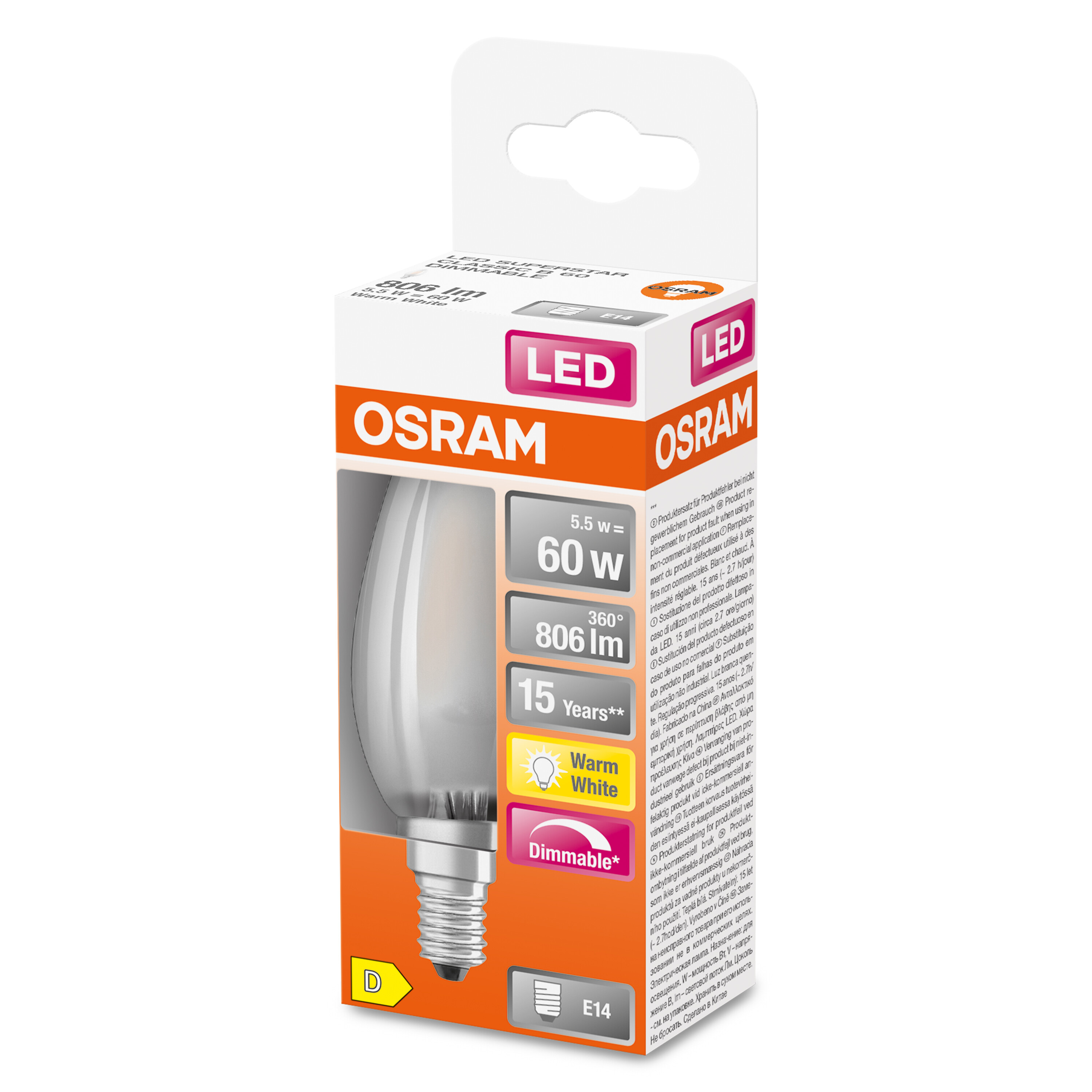 OSRAM  LED LED B PLUS CLASSIC Lumen 470 Kaltweiß Lampe SUPERSTAR FILAMENT